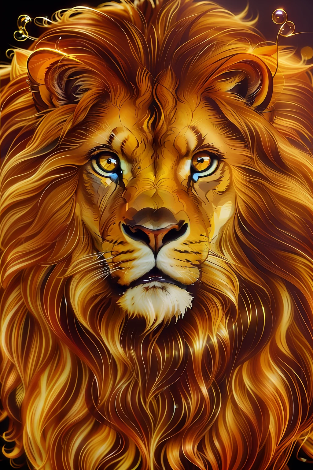 (sharp focus:1.2), an award-winning photo of a lion, with brown and golden hair water drops,yellow and brown eyes, white background lighting, , lines on the face, , extremely detailed skin, joy, amrelo and golden eyes, (deep shadows:1.1), high contrast, beautiful eyes, absurd, 8k, (high quality: 1.3), , artstation hd, concept art, detailed face and body, award-winning photography, (grumpy lighting:1.2), depth of field, bokeh, 4K, HDR