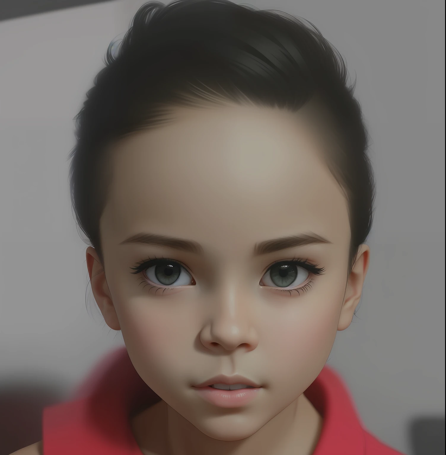 There is a in front of a mirror, high quality, 8k, (cbzbb:1.25), cutest baby illuston portrait, artstation, CGI_Animation, (cbzbb:1.25), baby illustration, CGI_Animation, realistic 3d portrait of a 7-month-old Latiny ((wh skin color((chibi)), ((heavy weight style)), ((big muscles)), wearing tank top, black pants and black shoes, current fashion, military style haircut, dark lighting background, close-up, product vision, detailed facial details, perfect face, sharpness, trend art, sharp facial details, cgsociety, ultra digital art quality, hyper exquisite details, 4k, 8k soft lighting, --iso 100 dreamer, fashion -