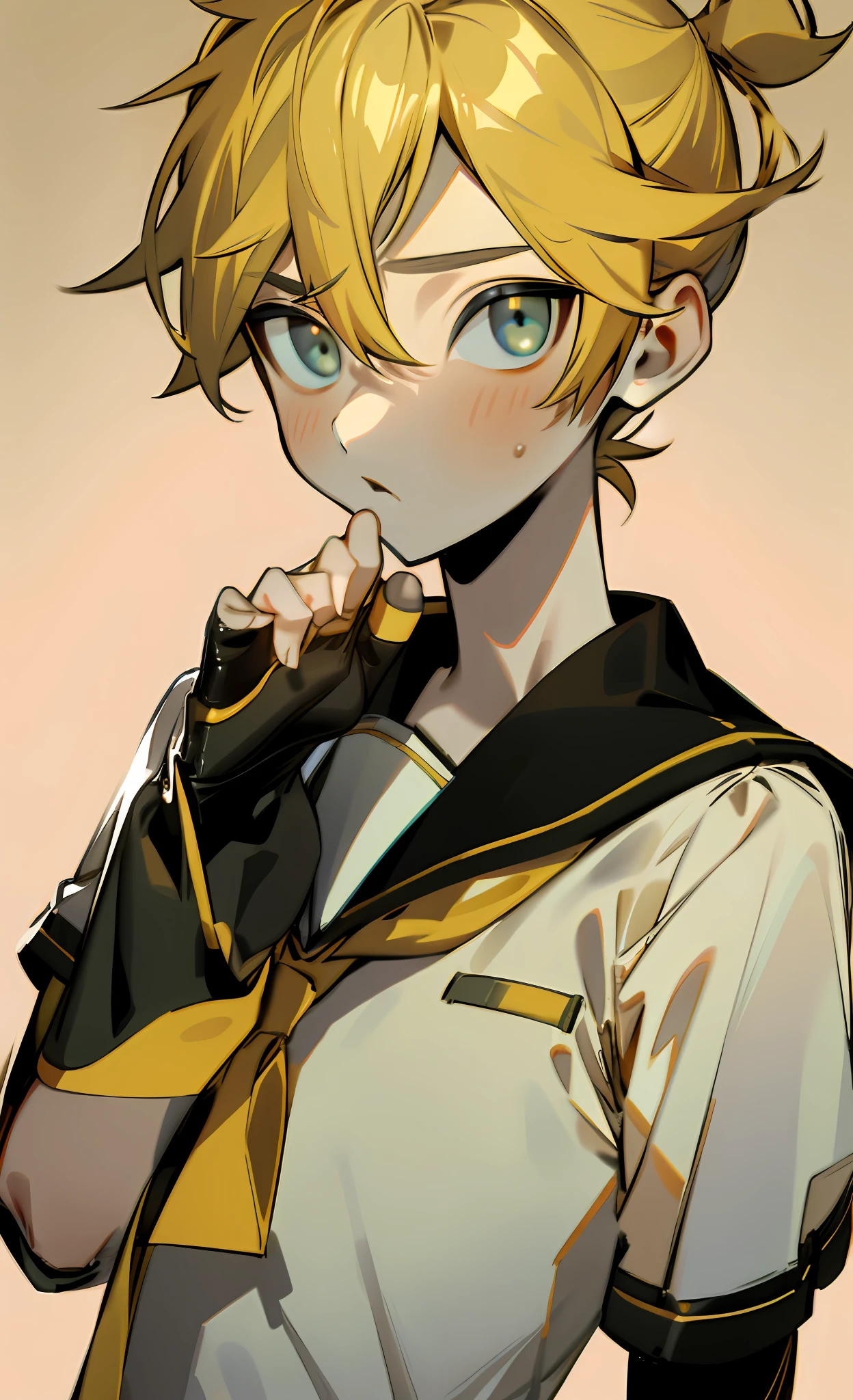 Give an accurate hand, hand on chin