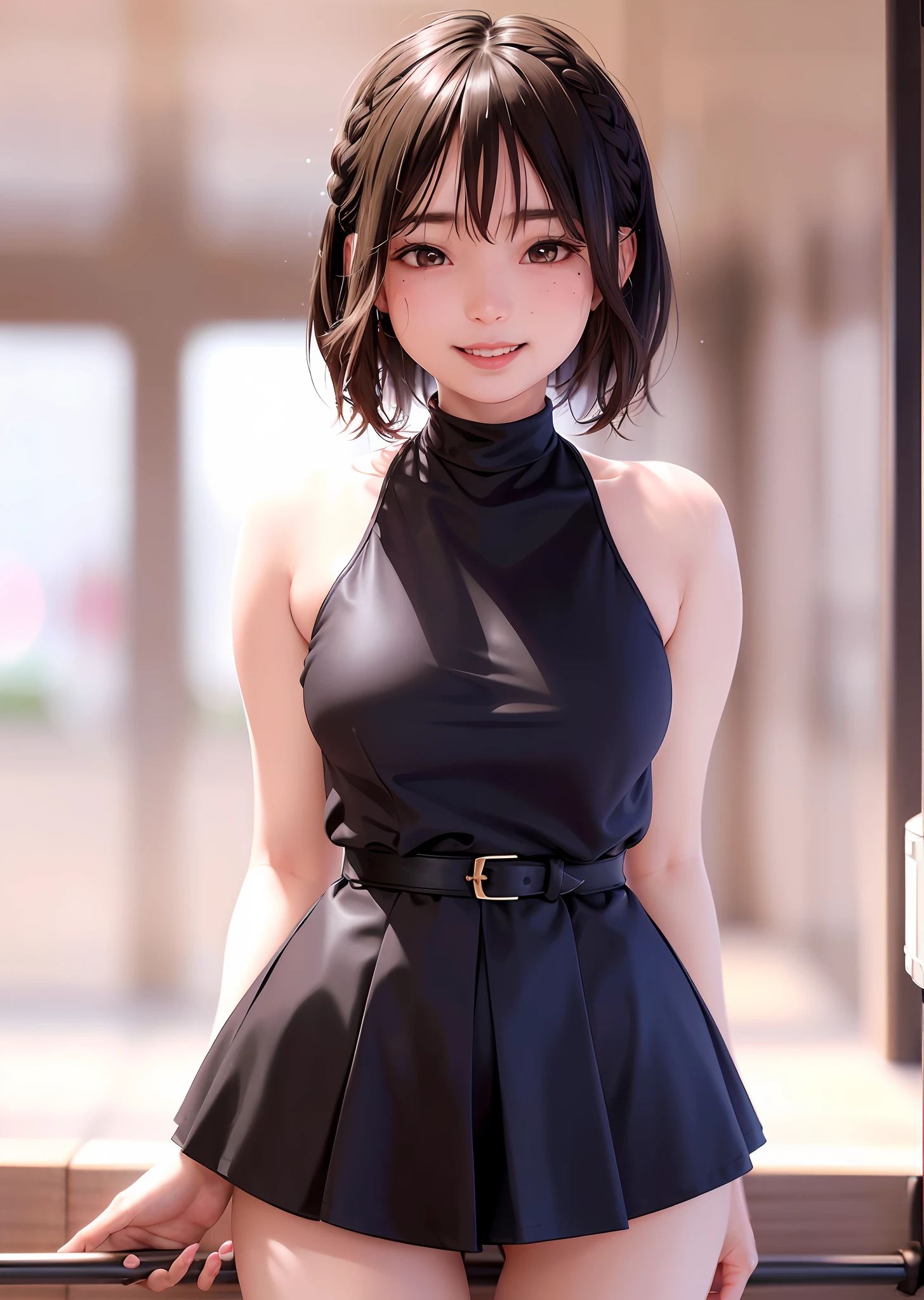 1 girl in the school gymnasium, 2, detailed costumes, light and sheer gym clothes, (Nice illustrations: 1.4), (Masterpiece: 1.0), (Best Quality: 1.4), (Ultra High Resolution: 1.2), (Photorealistic: 1.4), (8k, RAW Photos: 1.2), (Soft Focus: 1.4), (18 Y: 1.3), (Sharp Focus: 1.4), (Artistic Awakening: 1.4), Beautiful facial details, (((wet body)), half squat, (skin spots: 1.2), (skin stains: 1.2), (skin dentation), black eyes, 1 woman, 25 years old, ((((female)))), solo, real, best quality, photorealism, masterpiece, 8K, high resolution, solo, highly detailed face, (professional lighting, bokeh), (light particles, lens flare, glowing particles: 0.6), (dynamic pose :1.2), Soft lighting, Top angle view, Fashionable and trendy atmosphere, Japan, Street, City, Tokyo, Minato, (Daytime)), Sky, ((Viewers: 1)), (Viewing Camera), (Portrait: 0.6), Cowboy Shot, Gorgeous, Standing, Wide Shoulders, Full Body, (Big Breasts), (Short Hair), Brown Hair, Floating Hair, Braided Hair, Lips, Lipstick, seductive smile, floating hair, smile, open_mouth, teeth, eyelashes, moles, (moles under eyes: 1), plump body, plump breasts, bursting breasts, big breasts