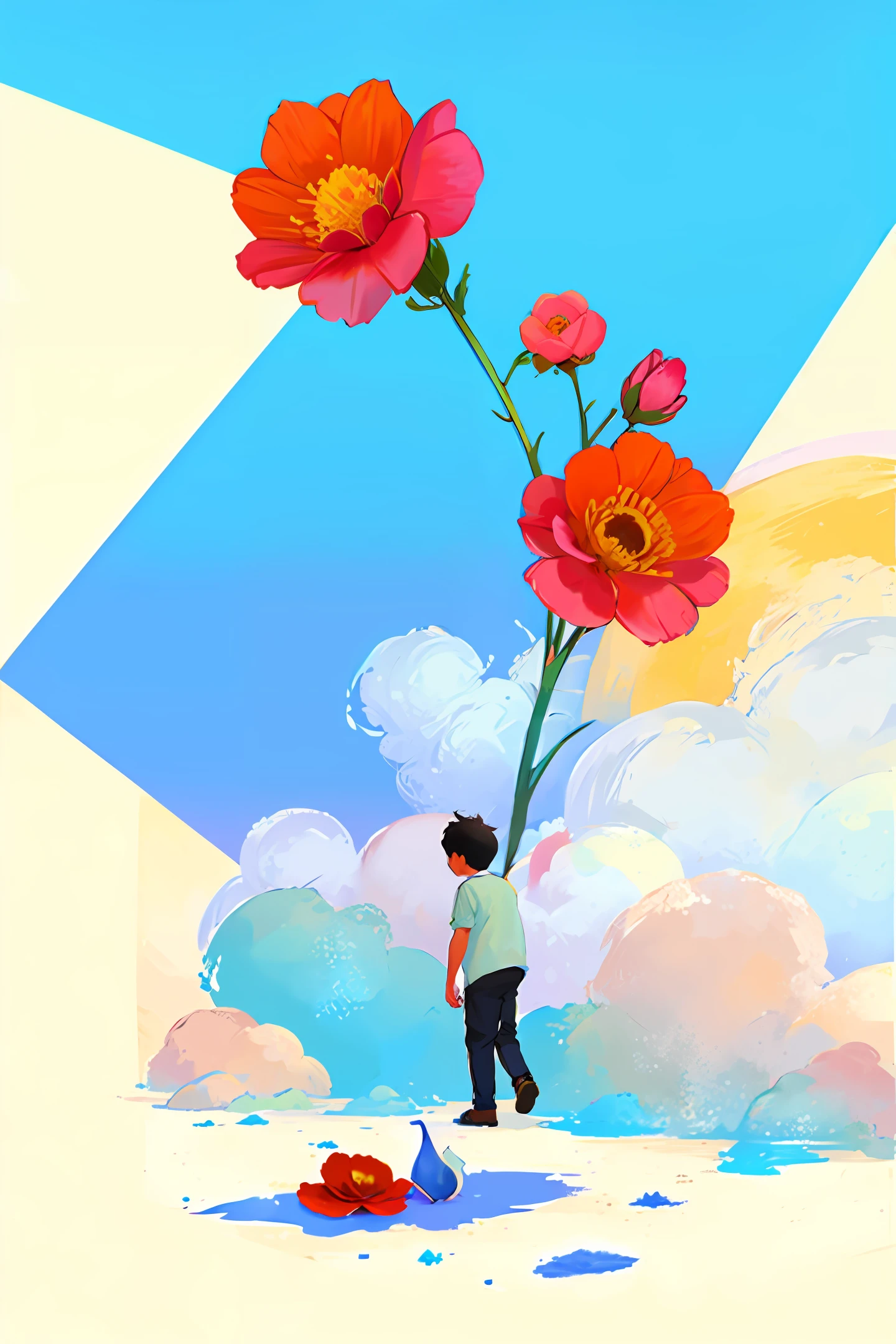 A  standing on top of a flower