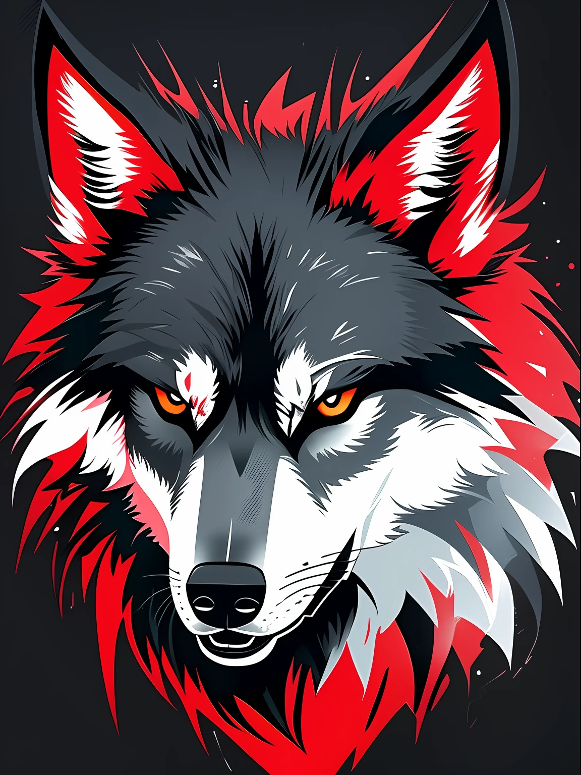 A gamer wolf with red accents on a black background --auto --s2