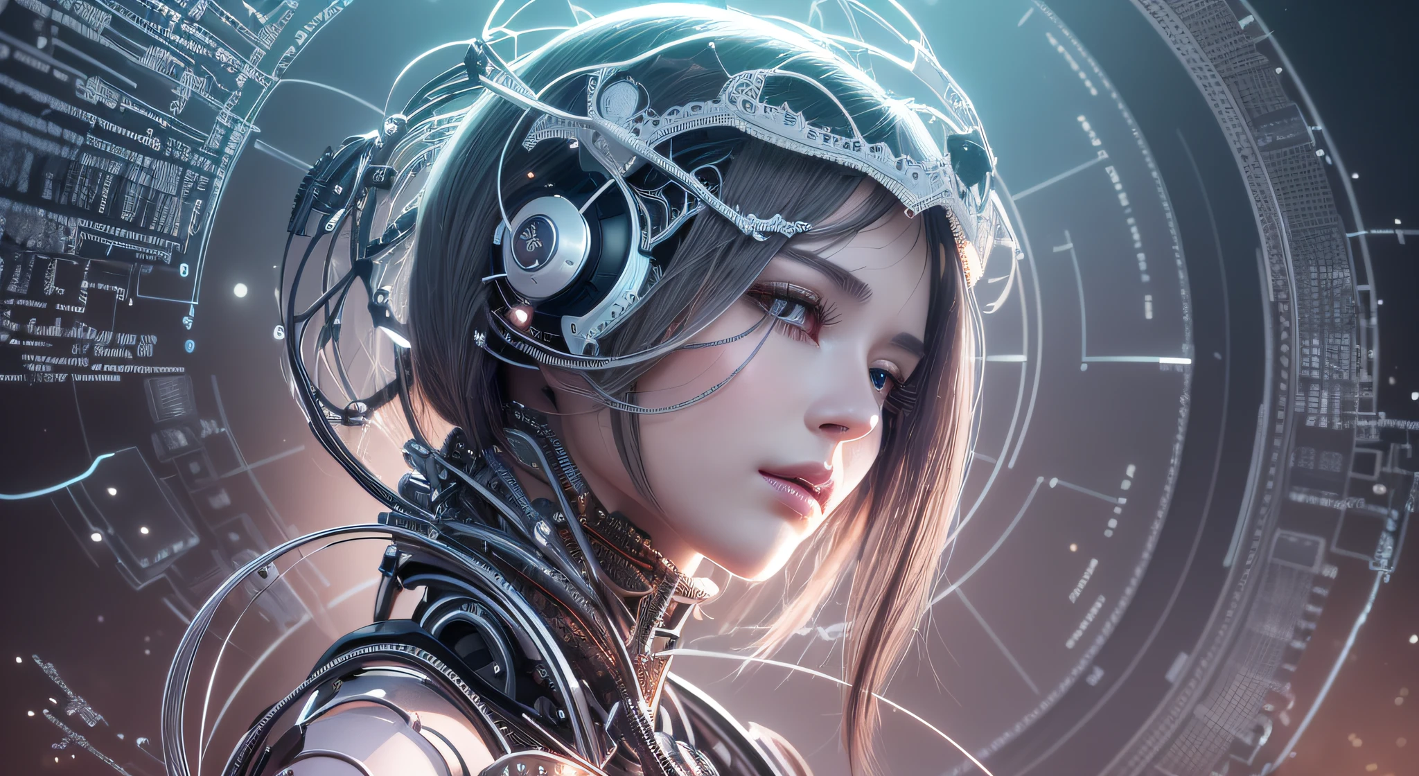 Intricate 3d rendering of highly detailed beautiful ceramic silhouette female robot face, robot, robot part, 150 mm, beautiful studio soft light, rim light, vibrant details, luxurious cyberpunk, lace, surreal, ???????, facial muscles, cables wires, microchip, elegant, beautiful background, octane rendering, HR Giger style, 8k, best quality, masterpiece, illustration, very delicate and beautiful, very detailed, CG, unity, wallpaper , (fidelity, fidelity: 1.37), amazing, fine detail, masterpiece, best quality, official art, very detailed cg unity 8k wallpaper, absurd, unbelievably absurd, robot, silver helmet, full body, sitting write