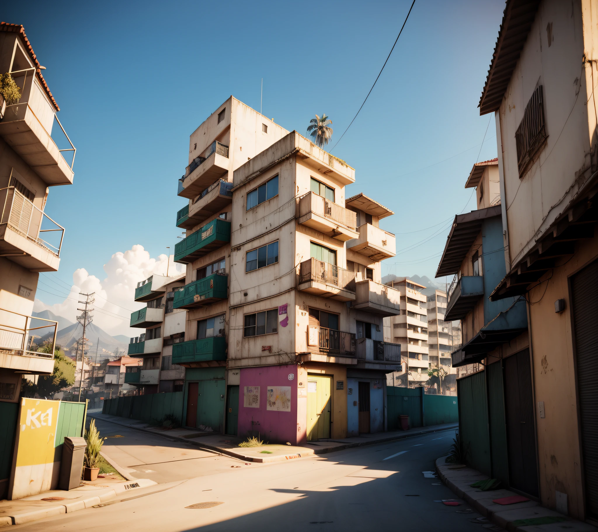 neighborhood GTA V style splash art poster --v 5.1, favela, ghetto, sao paulo