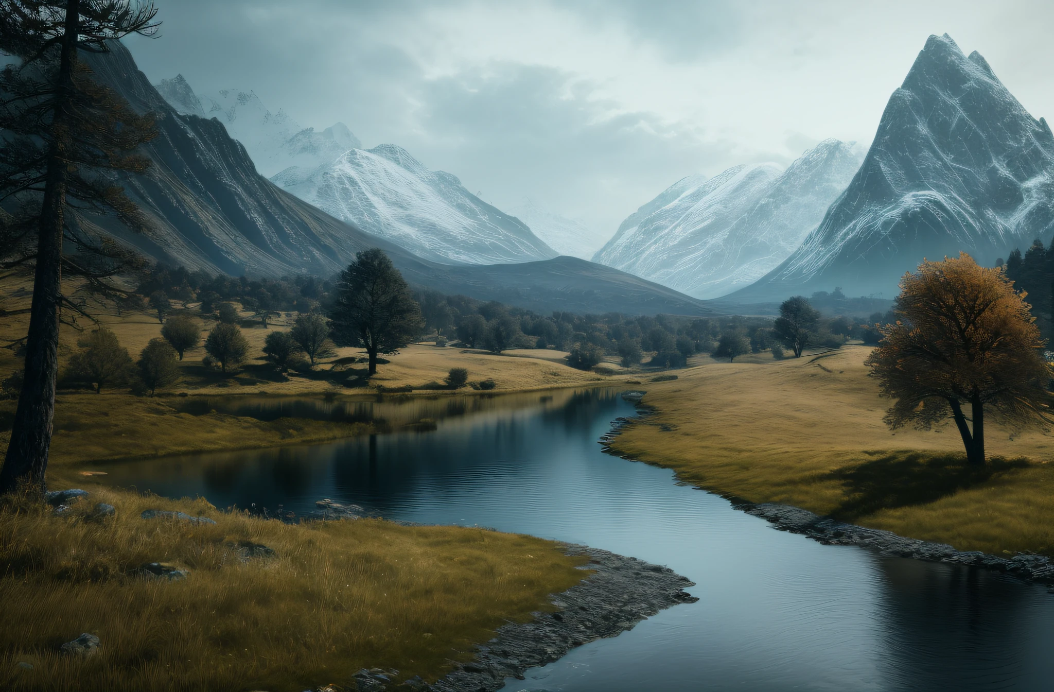 magic landscape,elden ring, dark arts, the witcher,realistic photo,breath taking, sharp lense, professional photographie, 70mm lense, detail love, good quality, unreal engine 5, wallpaper, colerful, highly detailed, 8k, soft light, photo realistic