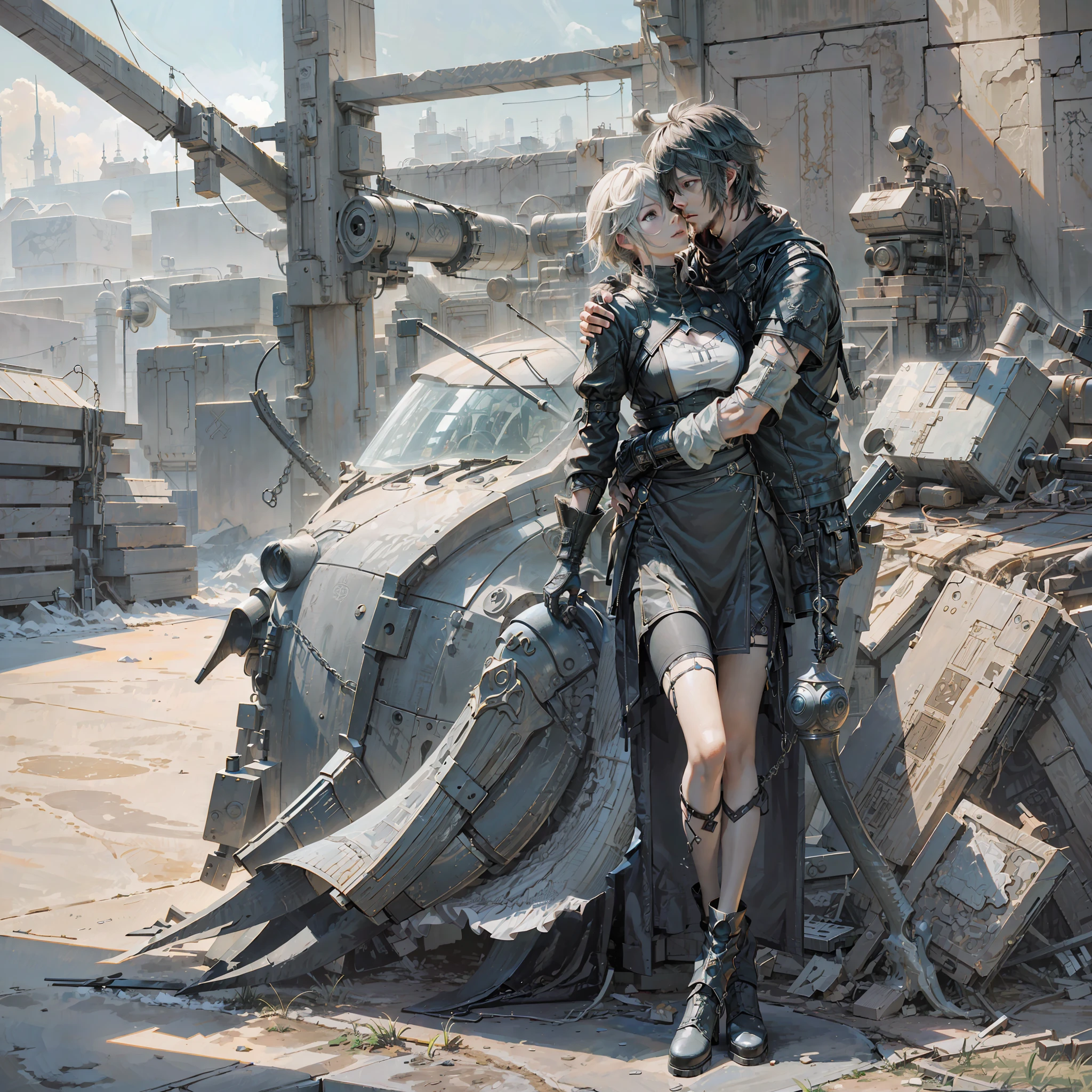(((,lunafreya, noctis lucis caelum,))),final fantasy xv,Anime couple woman in a white dress, man in jacket and black shirt, kissing in between blue plants, Zerochan Art, Makoto Shinkai and Artgerm, Makoto Shinkai and Tom Bagshaw, Style of Final + Fantasy + 1 5, Advanced Digital Anime Art ", by Yuumei, Final Fantasy Fan Art, from Kingdom Hearts, Range Murata and Artgerm, Digital Art at Pixiv