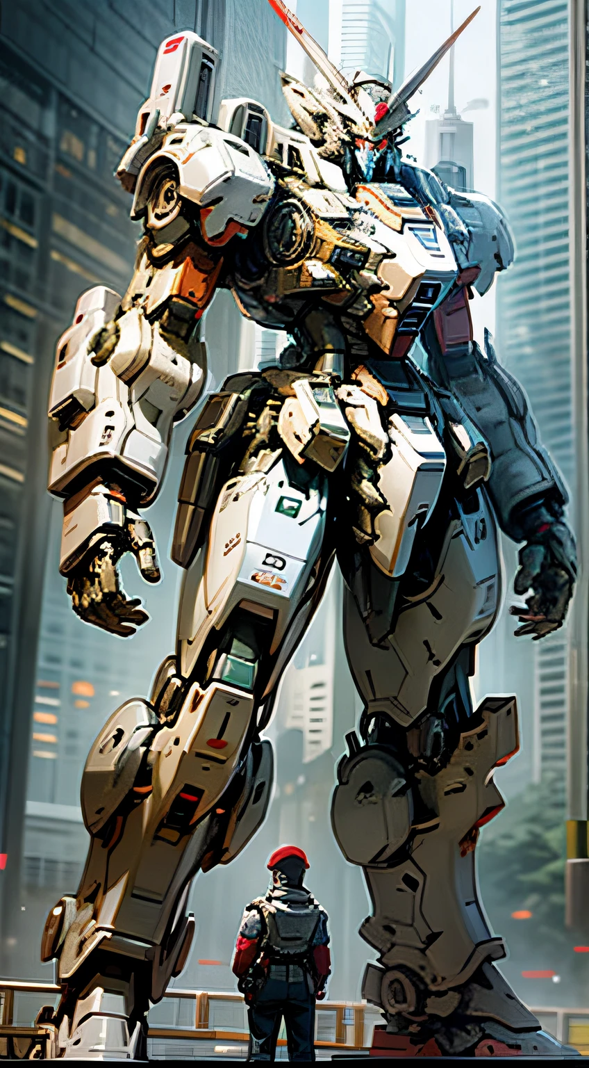 Futuristic city, mobile suit-like mecha CG, elaborate texture, 32k --auto --s2