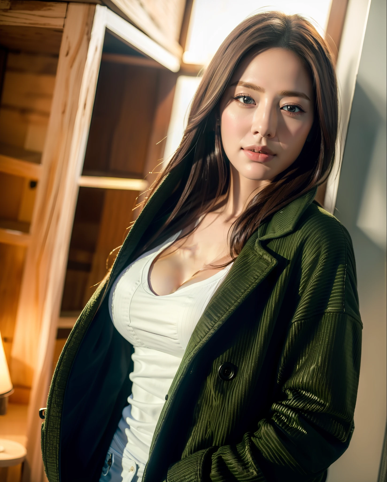 ((Best quality, 8k, Masterpiece :1.3)), Beautiful face, (photo realistic:1.4), soft lighting, (high detailed skin:1.3), 8k uhd, dslr, high quality, high resolution, 4k, 8k, absurdres, best ratio four finger and one thumb, (realistic:1.4), ((realistic medium breasts :1.3)), Highly detailed face and skin texture, Detailed eyes, Double eyelid, full body view, winter outfit,