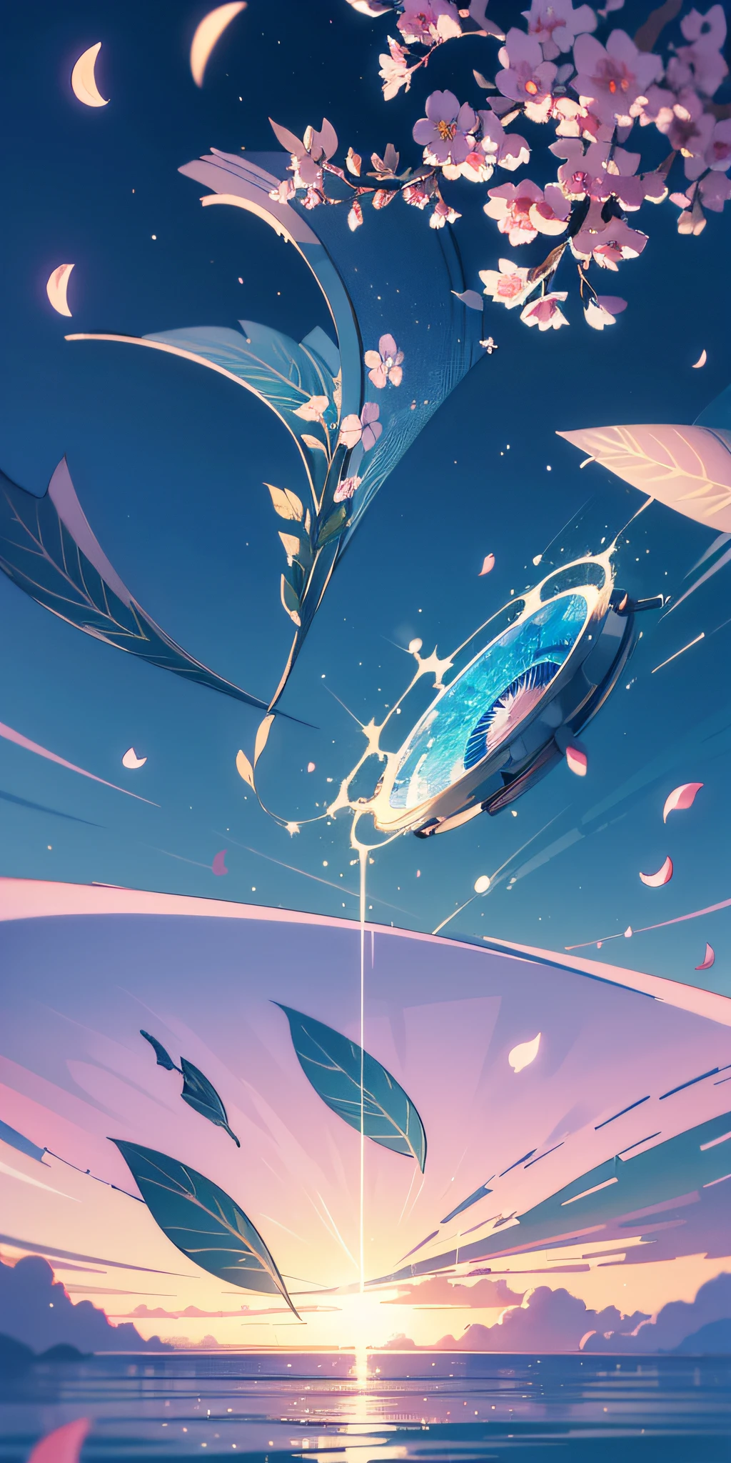 Masterpiece, best quality, (very detailed CG unity 8k wallpaper) (best quality), (best illustration), (best shadows) Nature&#39, blue sea,delicate leaves petals of various colors falling in the air light Tracking, super detailed --v6