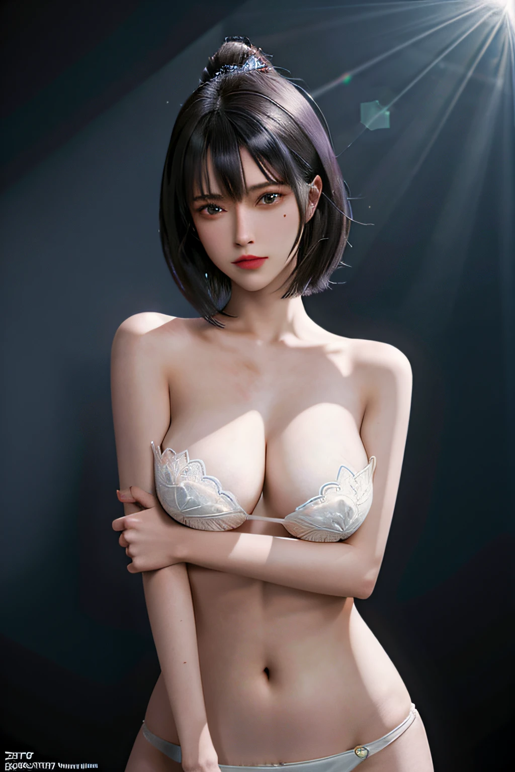 (nsfw:1.07),Monster Hunter，Monster Hunter World，masterpiece, best quality, high quality, High definition, High quality texture, High quality shadow, high detail, beautiful detailed, finely detailed, extremely detailed cg, detailed texture, a realistic representation of the face, realistic, colorful, delicate, Cinematic Light, sidelighting, Lens Flare, Ray tracing, sharp focus,8K, (1girl, __focus__:1.3), (intricate details, makeup, PureErosFace_V1:0.5), (detailed beautiful delicate face, detailed beautiful delicate eyes, a face of perfect proportion, high detailed skin, detailed skin, best ratio four finger and one thumb, arms under breast, medium large breasts, wide hips, smooth midriff, skiny and thin, __fashion__, __hair__:1.25), wide hips, two piece strapless suit, micro suit, __location__，no hands,no more hands,no missing fingers，