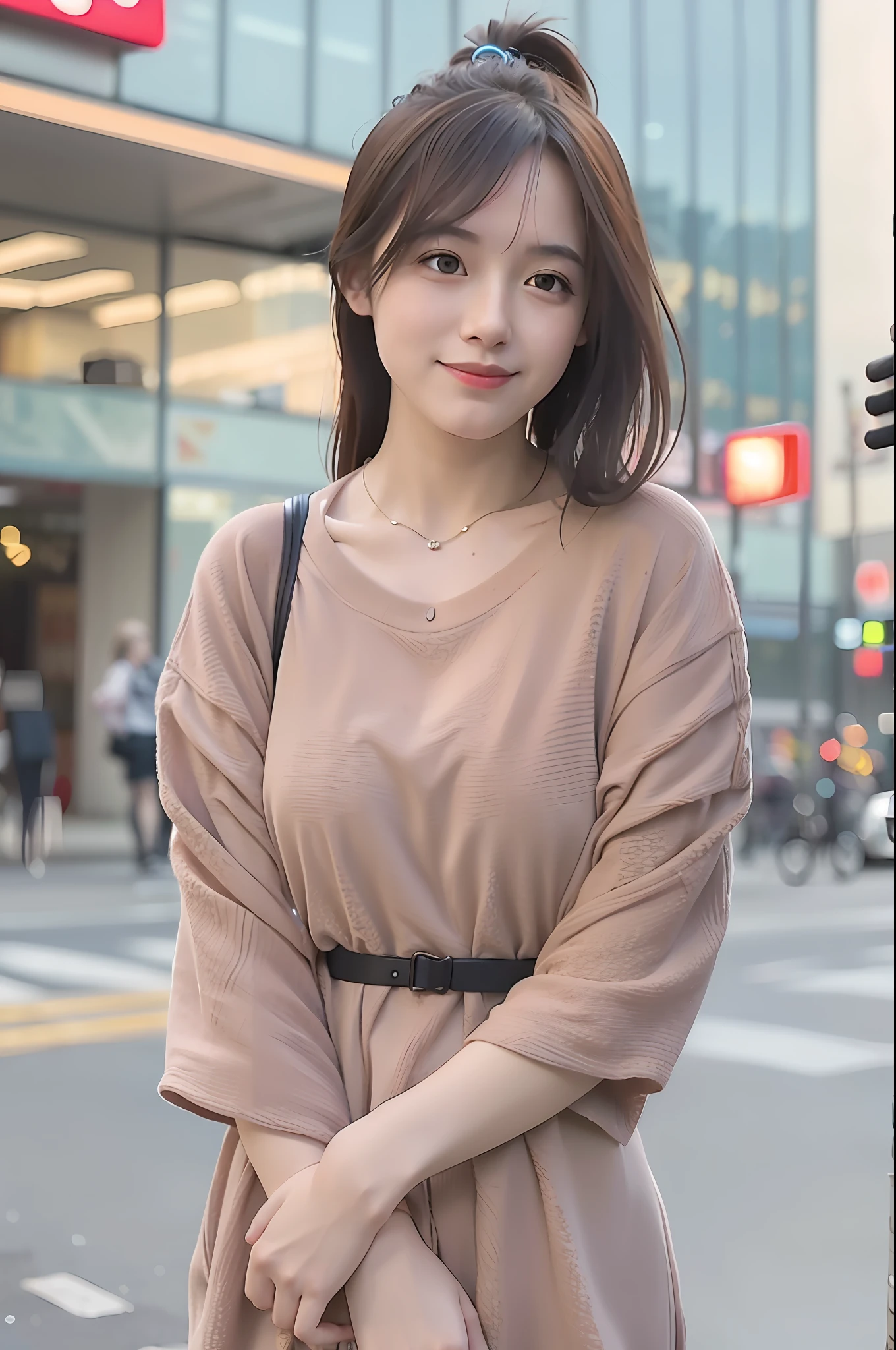 mix4, (8k, RAW Photo, Best Quality, Master: 1.2), (Realistic, Realistic: 1.37), 1 Girl, Cute, Cityscape, Night: 1.2, Rain, Humidity, Professional Lighting, Photon Mapping, Teleportion, Physically Based Rendering, Dresses,