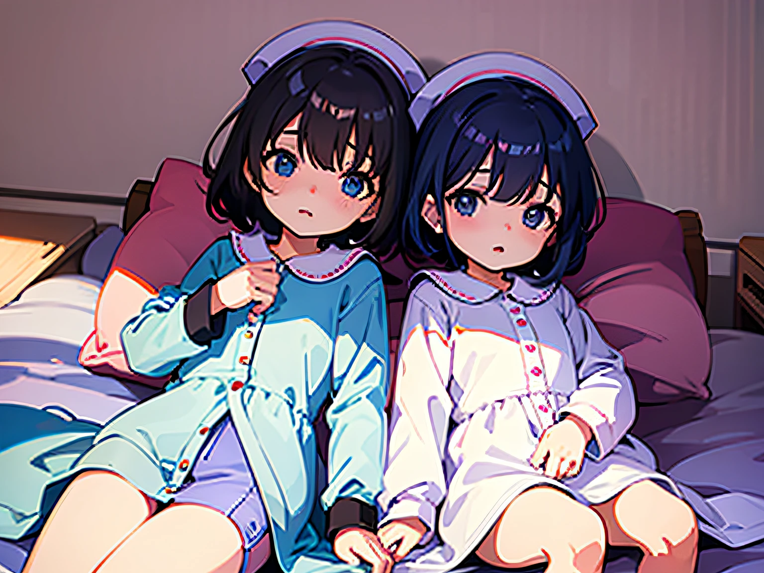 2 infants, side by side in bed
