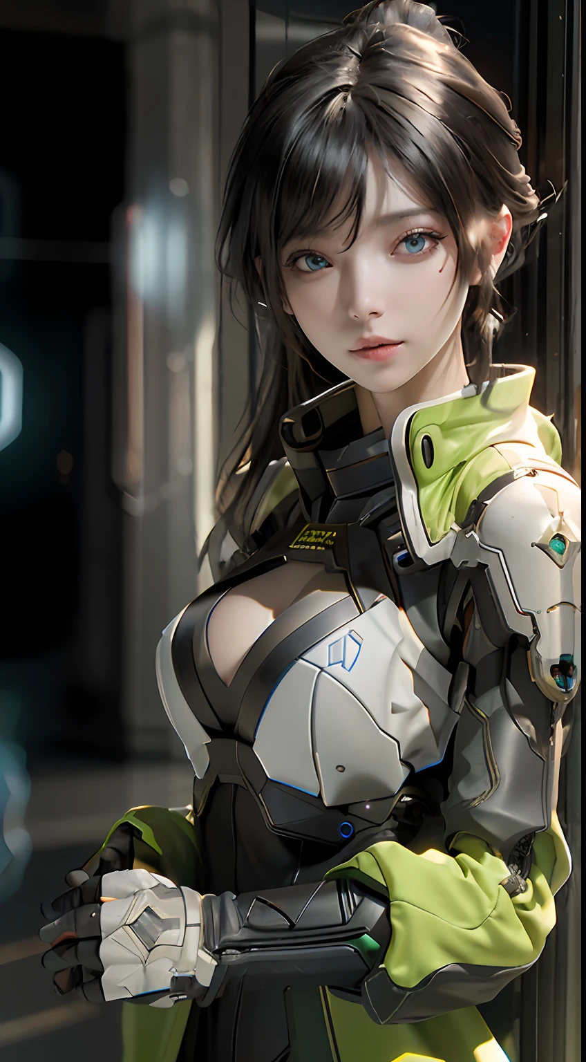 ((Best quality)), ((masterpiece)), (detailed:1.4), 3D, an image of a beautiful cyberpunk female,HDR (High Dynamic Range),Ray Tracing,NVIDIA RTX,Super-Resolution,Unreal 5,Subsurface scattering,PBR Texturing,Post-processing,Anisotropic Filtering,Depth-of-field,Maximum clarity and sharpness,Multi-layered textures,Albedo and Specular maps,Surface shading,Accurate simulation of light-material interaction,Perfect proportions,Octane Render,Two-tone lighting,Wide aperture,Low ISO,White balance,Rule of thirds,8K RAW,