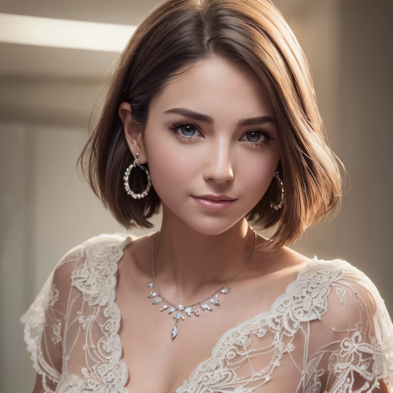 (8k, RAW photos, best quality, masterpieces: 1.2), (high detail RAW color photos), (realistic, photorealistic: 1.37), (best shadows), (best illustrations), (ultra high resolution, highly detailed CG Unity 8k wallpapers), (physically based rendering), (cinematic lighting), (young female doctor 1 person: 1.5), (bokeh: 1.4 ), (clavicle), (toned), (slim waist), (oval face), (broad shoulders), (intricate lace hair ornaments), (full body), medical hospital lab coat, short hair, necklace, earrings, close-up portrait photo, hospital background, smile, --auto --s2