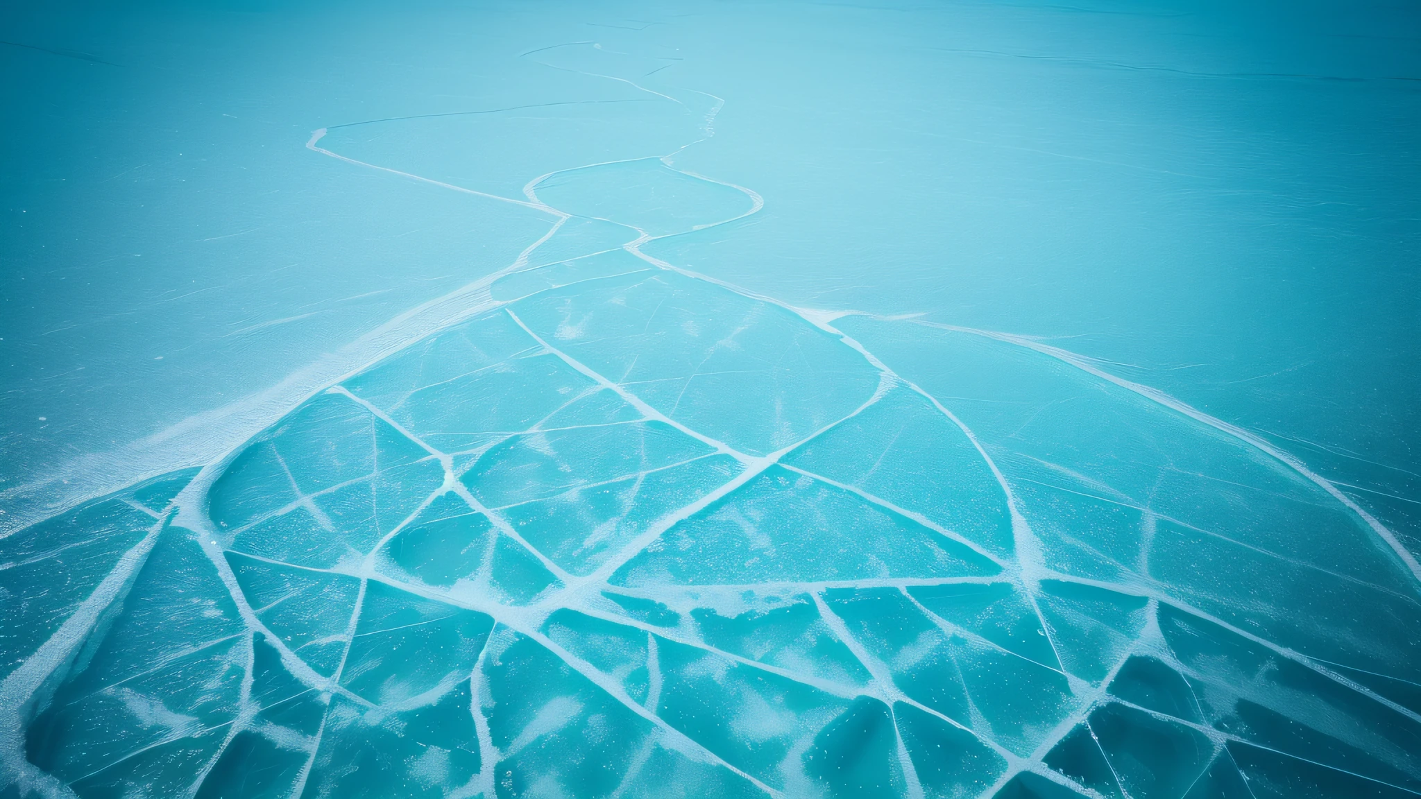 Smooth ice surface, ice pattern, teal, high saturation, high definition, rich detail, vertical shooting from top to bottom