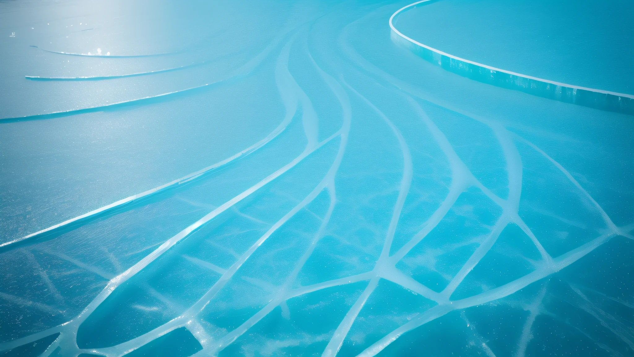 Smooth ice surface, ice pattern, teal, high saturation, high definition, rich detail, vertical shooting from top to bottom