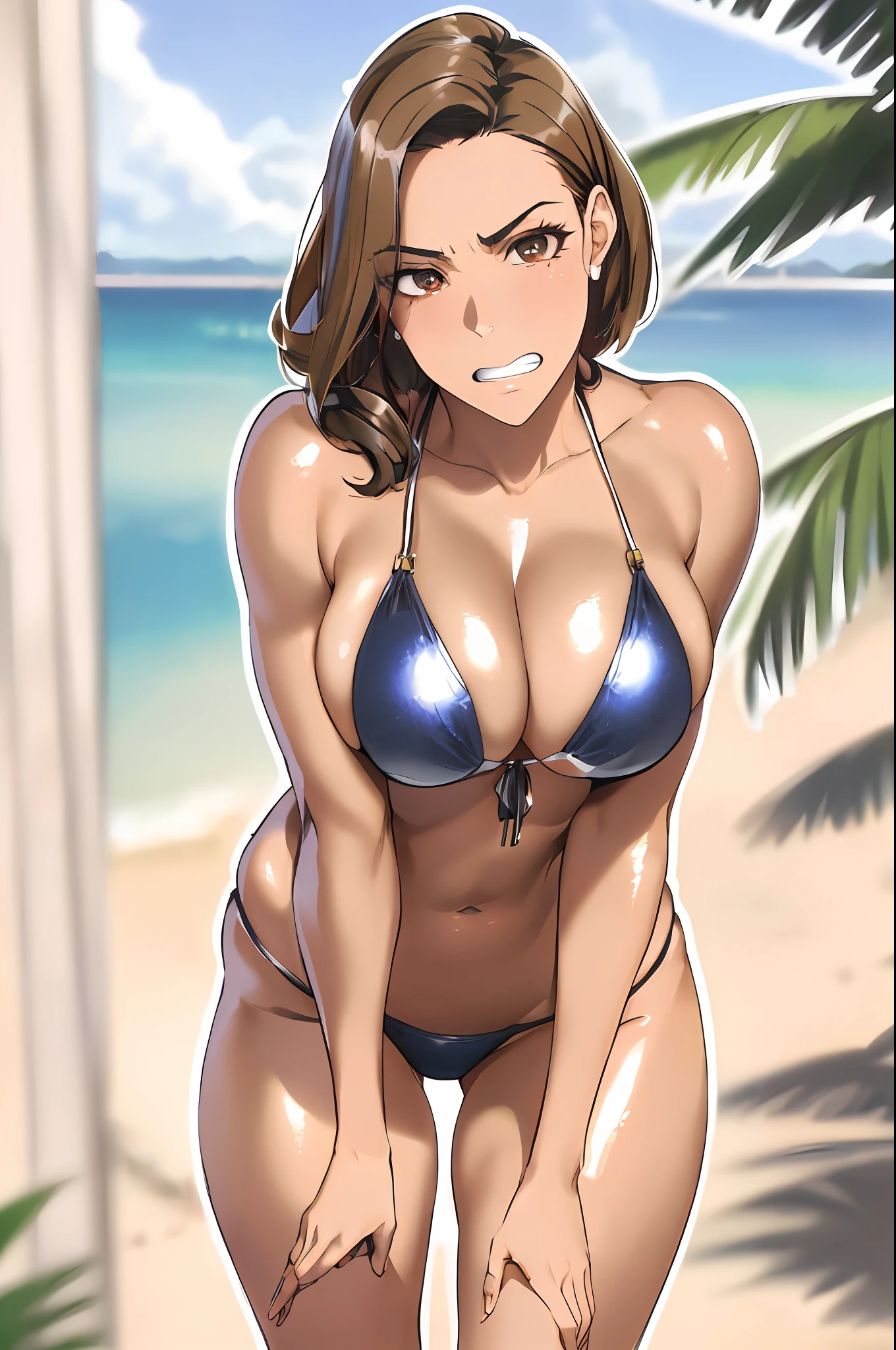 (masterpiece, top quality, highest quality, beautiful and aesthetic: 1.2), highly detailed, black hair, huge chest,
Look at the viewer, angry, Takeda Hiromitsu style,