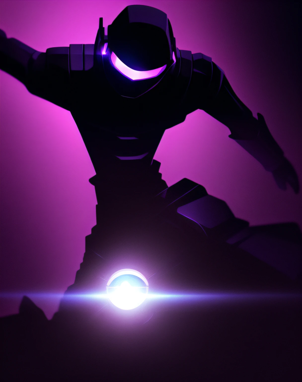 The ender man in Minecraft is in the dark, the cracks in his body and eyes emit purple light, and the purple eyes in the picture are angry ahead, and there is no background light ball light