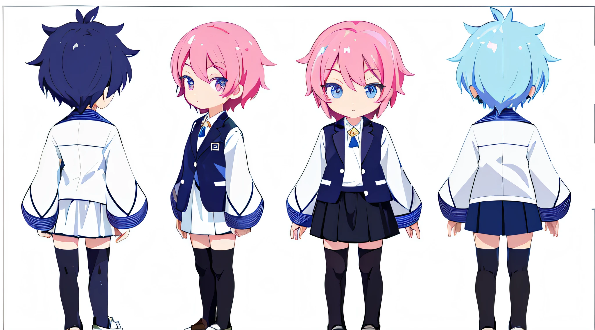 a close up of a person in a uniform with different poses, anime moe artstyle, magical school student uniform, anime character reference sheet, anime character design, [ character design ], anime stylized, full body character design, ( ( character concept art ) ), official character art, single character full body, stylized anime, 2 d anime style, full character design