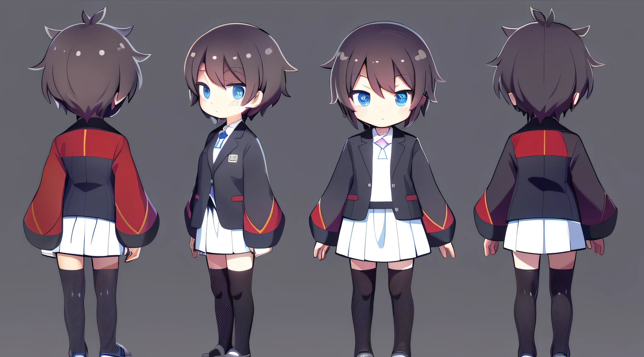 a close up of a person in a uniform with different poses, anime moe artstyle, magical school student uniform, anime character reference sheet, anime character design, [ character design ], anime stylized, full body character design, ( ( character concept art ) ), official character art, single character full body, stylized anime, 2 d anime style, full character design