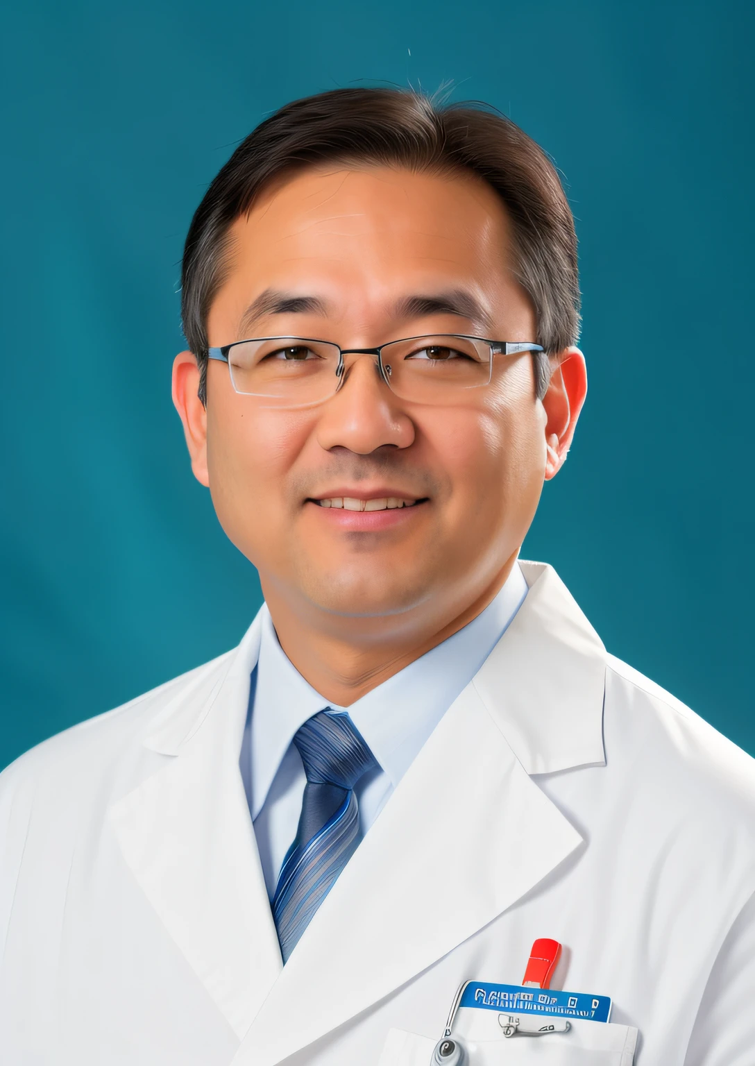 RAW photo, (High Definition Detail Skin: 1.2), 8k Ultra HD, DSLR, Soft Light, High Definition, Cinematic Particles, Fujifilm XT3, Man in White Doctor Coat, Background: (Medical Equipment, Office), Considerate, 40 years old, gray hair,