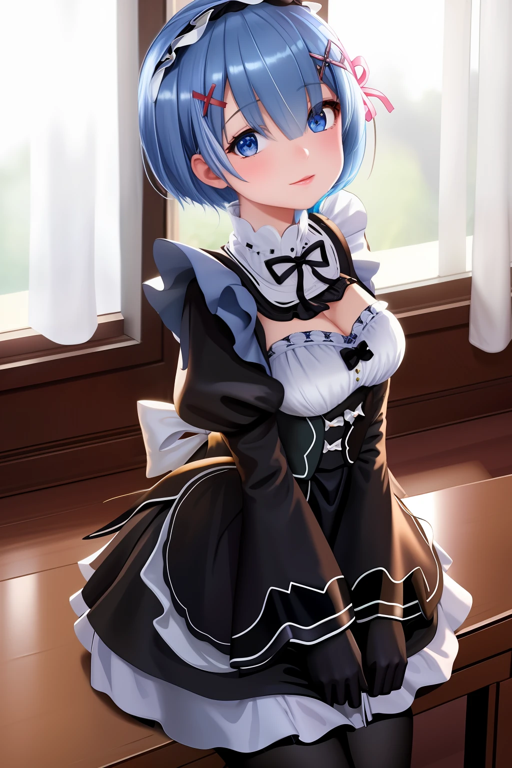 masterpiece,best quality,extremely detailed CG unity 8K wallpaper,1girl,blue hair, maid,