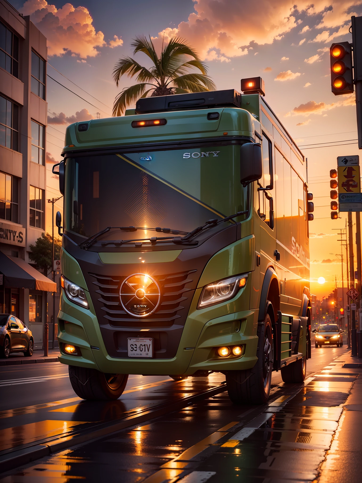 RAW, Courier, Electric Vehicles, street, sunset, (((sunset))), 16k Sony, Masterpiece, UHD, super detail, UHD, super detail, 16k