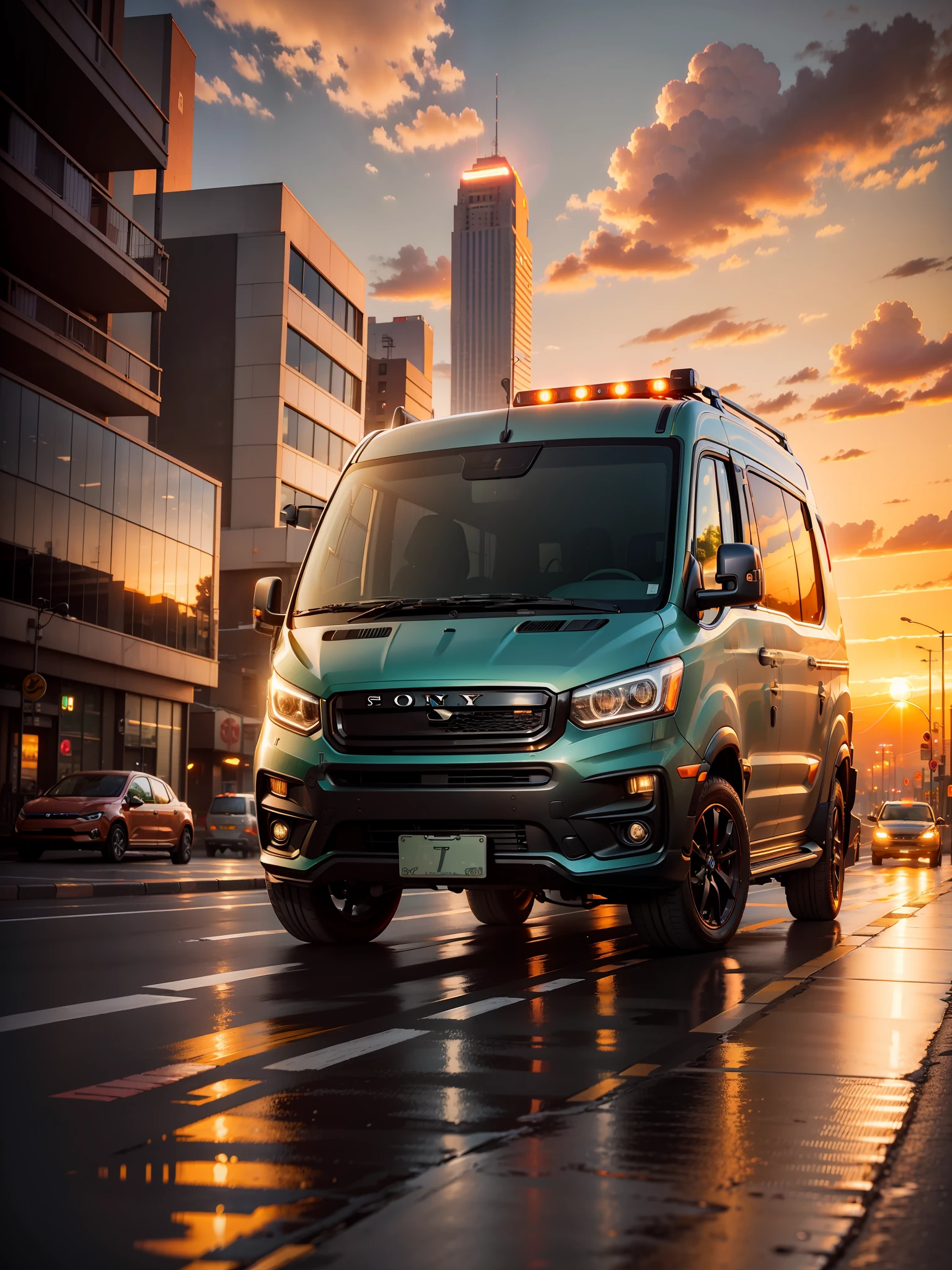 RAW, Courier, Electric Vehicles, street, sunset, (((sunset))), 16k Sony, Masterpiece, UHD, super detail, UHD, super detail, 16k