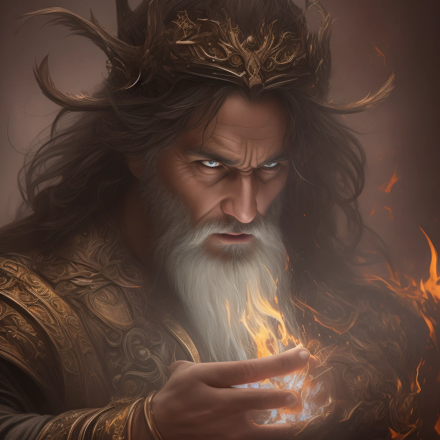 portrait of hyper detailed terrifying "Azer" - A demon spirit of the elemental fire. Azer is also the name of the father of Zoroaster., cinematic shot on canon 5d, ultra realistic skin, accurate hands, Steve Henderson, Fabian Perez, Henry Asencio, Jeremy Mann, Marc Simonetti, fantasy, magical, horror atmosphere --auto --s2