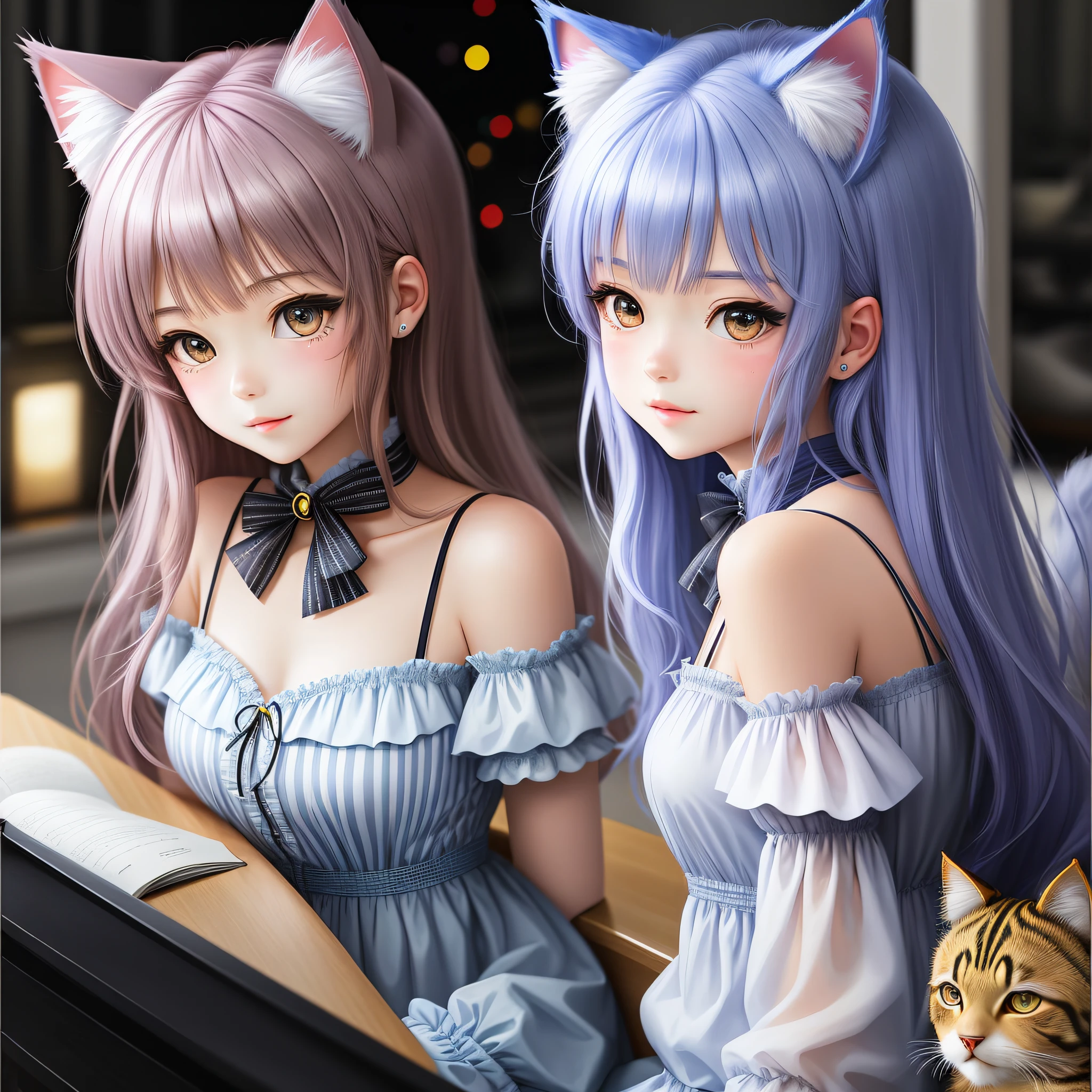 Manga girl with sparkling cat ears