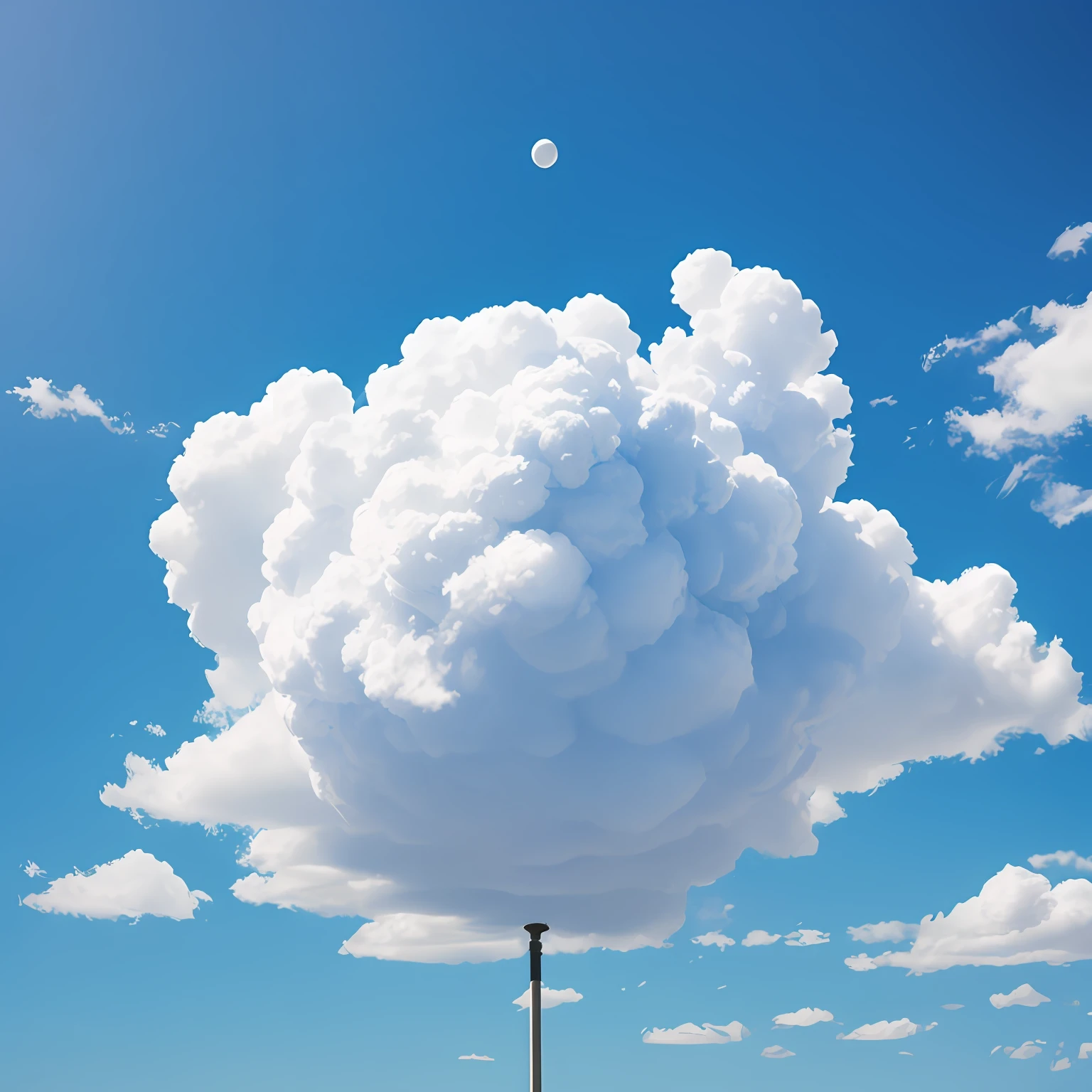 Cloud like a ball, cotton cloud, solid blue background