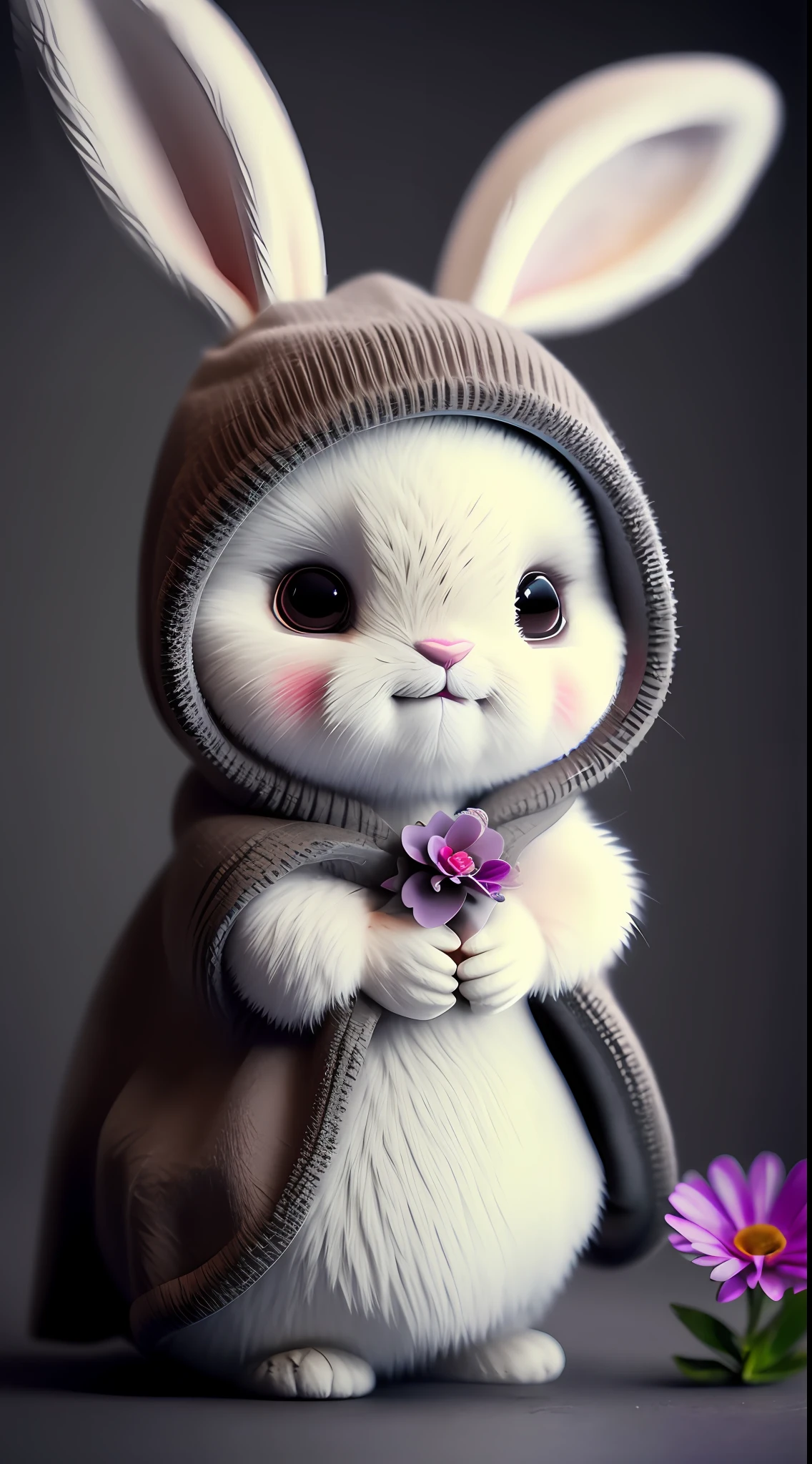 bunny, blur, bunny, flower, nature, no_humans, depth of field, to8contrast style, DARK_Glam, wearing DRK_Glam, deep shadows, (dark: 1.4), (8k, RAW photo, best quality, masterpiece: 1.2)