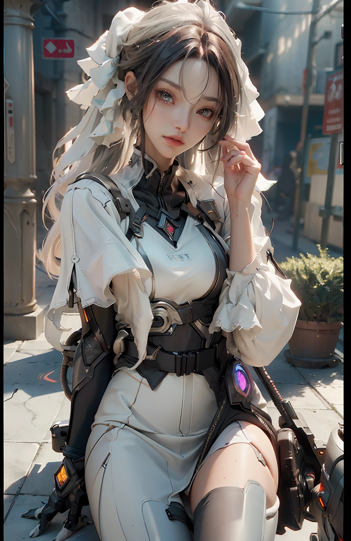 ((Best quality)), ((masterpiece)), (detailed:1.4), 3D, an image of a beautiful cyberpunk female,HDR (High Dynamic Range),Ray Tracing,NVIDIA RTX,Super-Resolution,Unreal 5,Subsurface scattering,PBR Texturing,Post-processing,Anisotropic Filtering,Depth-of-field,Maximum clarity and sharpness,Multi-layered textures,Albedo and Specular maps,Surface shading,Accurate simulation of light-material interaction,Perfect proportions,Octane Render,Two-tone lighting,Wide aperture,Low ISO,White balance,Rule of thirds,8K RAW,