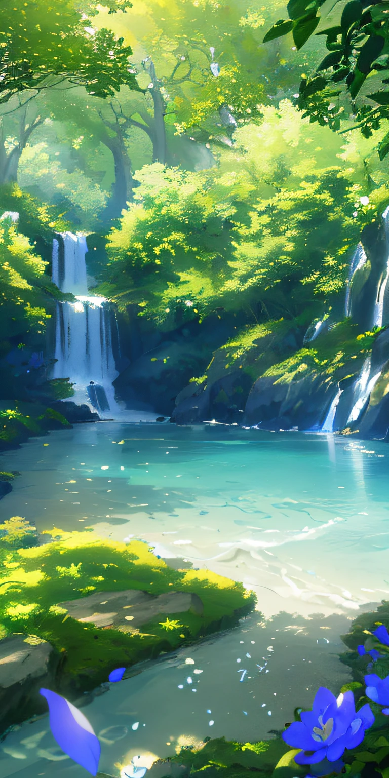 Masterpiece, best quality, (very detailed CG unity 8k wallpaper) (best quality), (best illustration), (best shadows) Nature', blue sea,delicate leaves petals of various colors falling in the air light Tracking, super detailed --v6