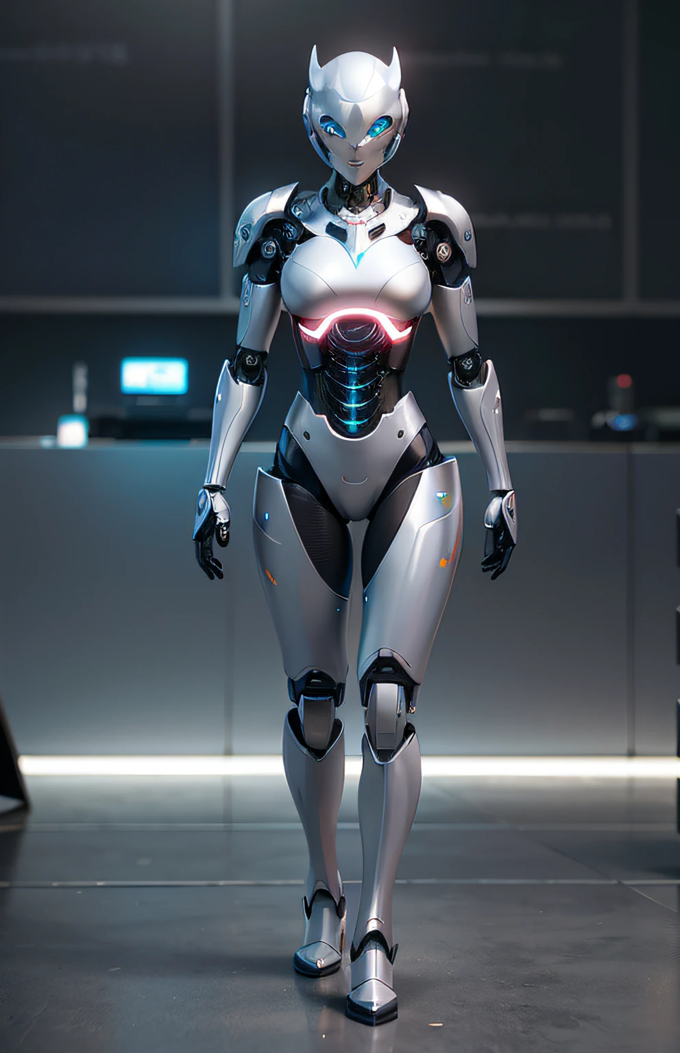 Complex 3d rendering very detailed beautiful ceramic silhouette female robot face, robot, robot parts, 150 mm, beautiful studio soft light, edge light, vibrant details, luxurious cyberpunk, lace, front shot, surrealism, anatomy, facial muscles, cable wire, microchip, elegant, beautiful background, octane rendering, HR Giger style, 8k, best quality, masterpiece, illustration, very refined and beautiful, very detailed, CG, unity, wallpaper, (Realism, Photofidelity: 1.37), Amazing, Fine Detail, Masterpiece, Best Quality, Official Art, Very Detailed CG Unified 8k Wallpaper, Ridious, Incredibly Ridiculous, Robot, Silver Helmet, Full Body, Standing