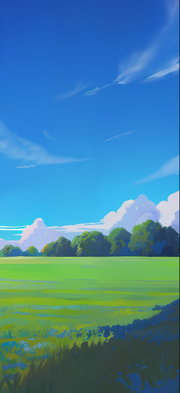 masterpiece, best quality,field,blue sky,blue atmosfer