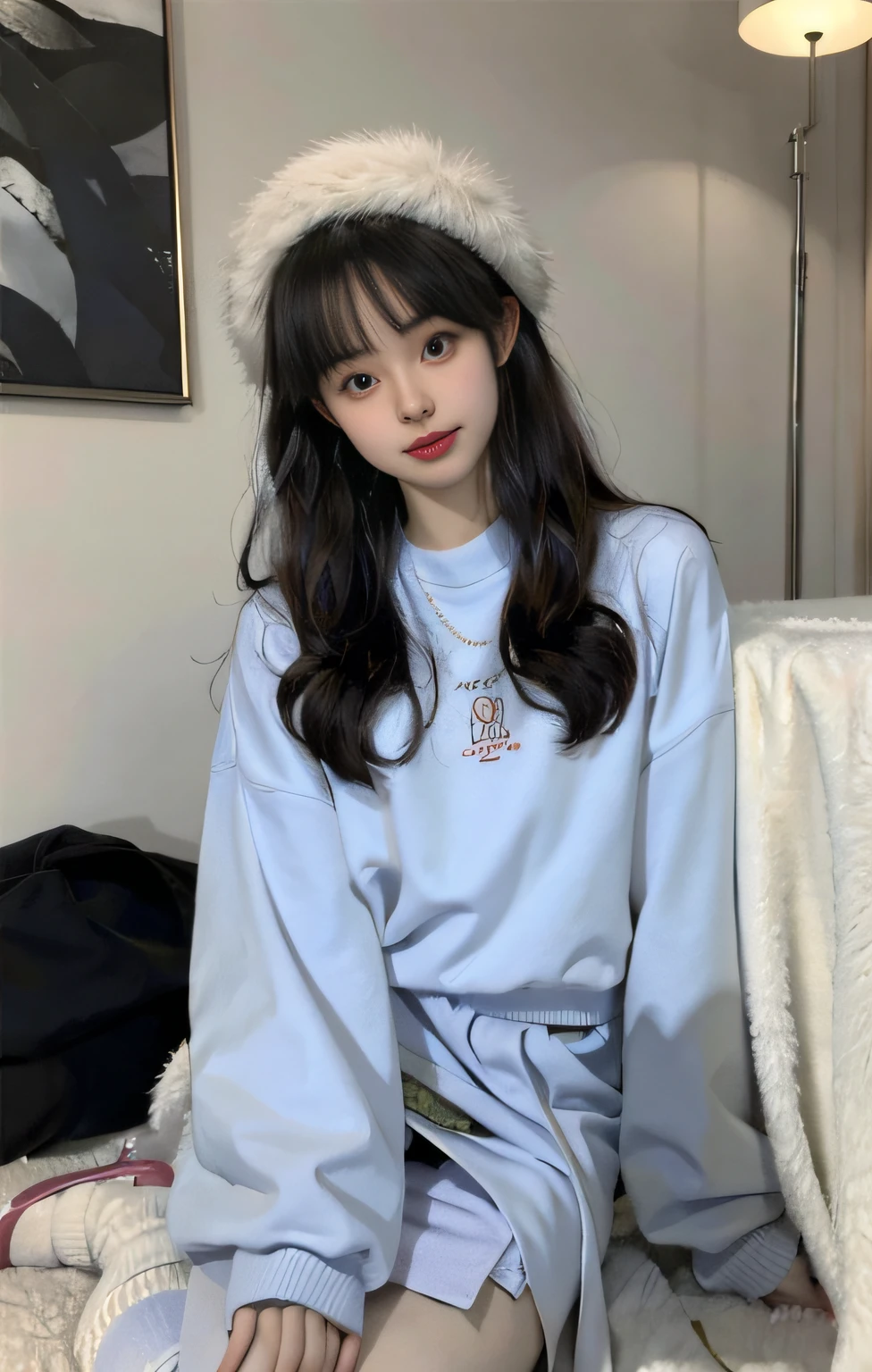 young girl, long hair realistic, vivid image, masterpiece, (best quality: 1.2), hyper detail, realistic, hd, high quality, cinematic light, ray tracing, ultra high resolution, uhd, (ultra lifelike: 1.5,), complex detail, detailed texture, fine detail, high quality shadows, beautiful skirt, full body, standing, panties walking, sexy pose, seductive pose, thin hips, long legs, small chest.