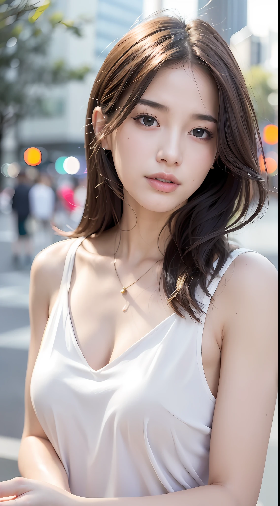 A girl holding a camera, mix4,(8k, RAW photo, best quality, masterpiece:1.2), (realistic, photo-realistic:1.37),1girl,cute,cityscape, night, rain, wet, professional lighting, photon mapping, radiosity, Physically-based rendering, gradient brunette hair, short curly hair, handsome, girly, white ball set, superb picture quality, high resolution, 1080p, (clear face), (detailed face description), (detailed hand description), (masterpiece), (exquisite CG), extreme light and shadow, messy hair, masterpiece, rich detail, (exquisite facial features), (highest image quality), (masterpiece), (detailed eyes), look forward to your eyes, delicate collarbone