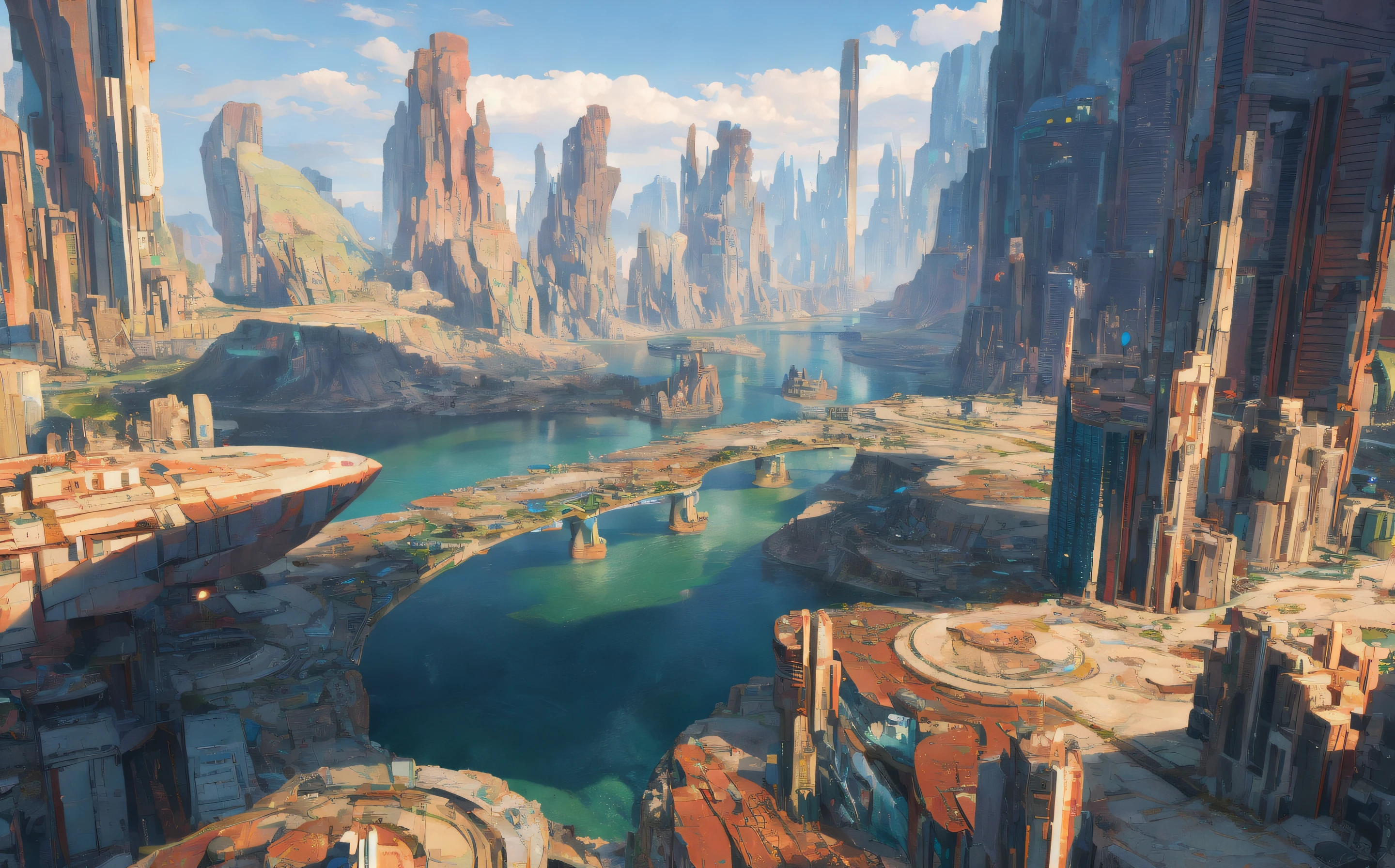 landscape of a futuristic sci fi city, sci fi, ultra realistic, high resolution, city