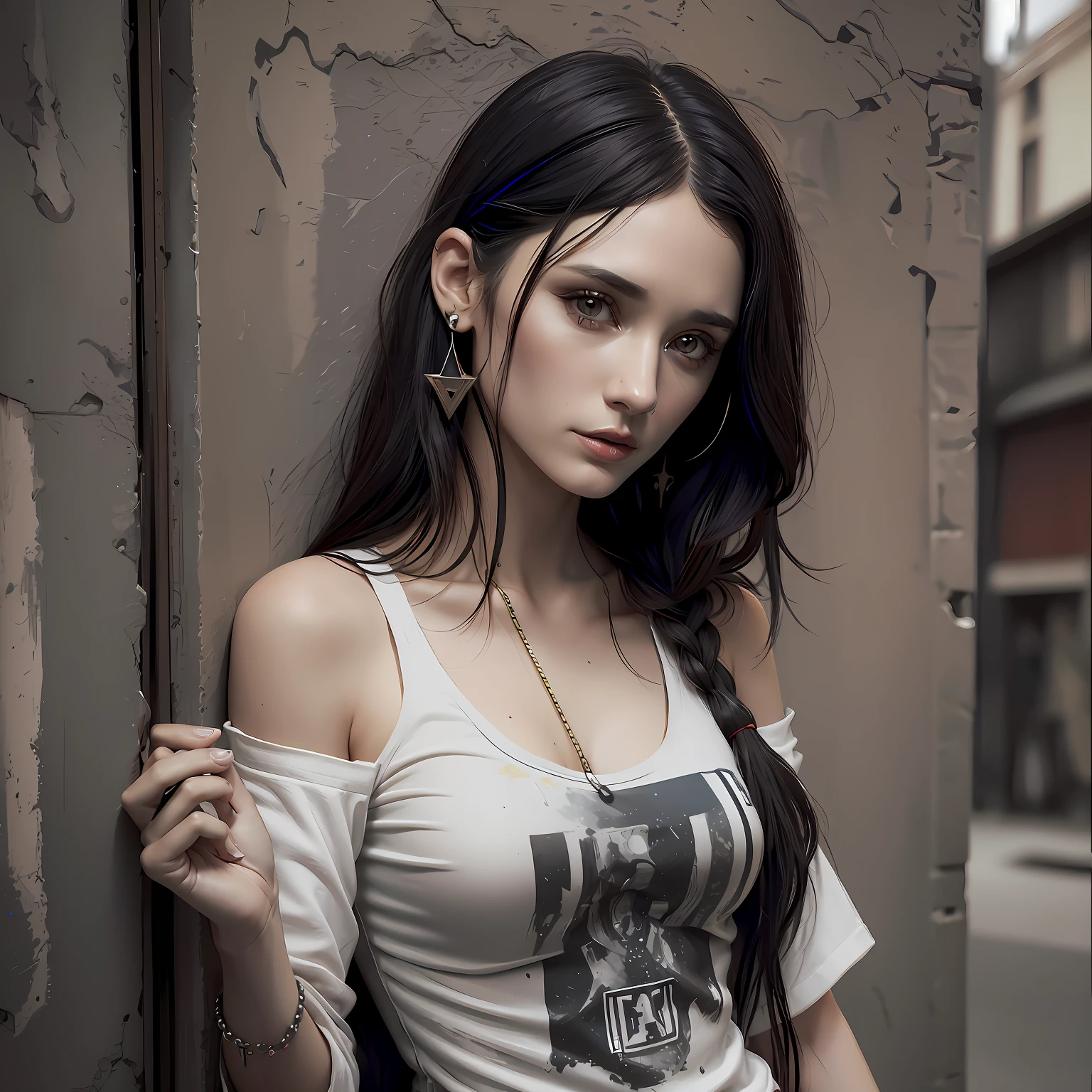 retro emo hippie clothes ,normal women , star wars style, alone female , hair behind earrings skinny Clothes from red indian native Tibetan monk thin cotton lost amazon tribe Rooney Mara blake lively body zooey deschanel hair an face girl next door. looking at camera sexy face , features thin cotton shirt blouse watercolor paint wash illuminati symbolism , marvel comic character, marvel comic art, black border, , look of skinny European woman girl homeless gaunt, drug addict, zombie crazy killer vampire gaze, women lips mouth, meth drug abuses viens, octane render and 4k resolution, digital art, no leather,