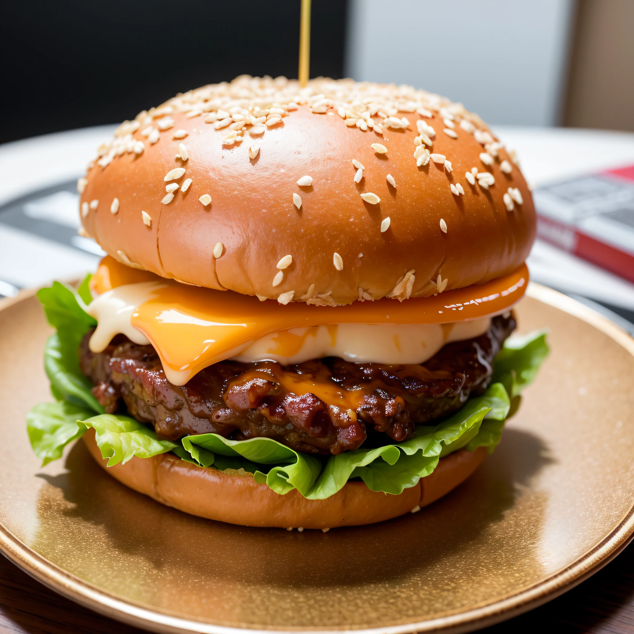 best quality, ultra high res, (photorealistic:1.4), ultra-detailed,incredibly detailed, foil package, big mac, fried meat, wet lettuce, melting cheese,