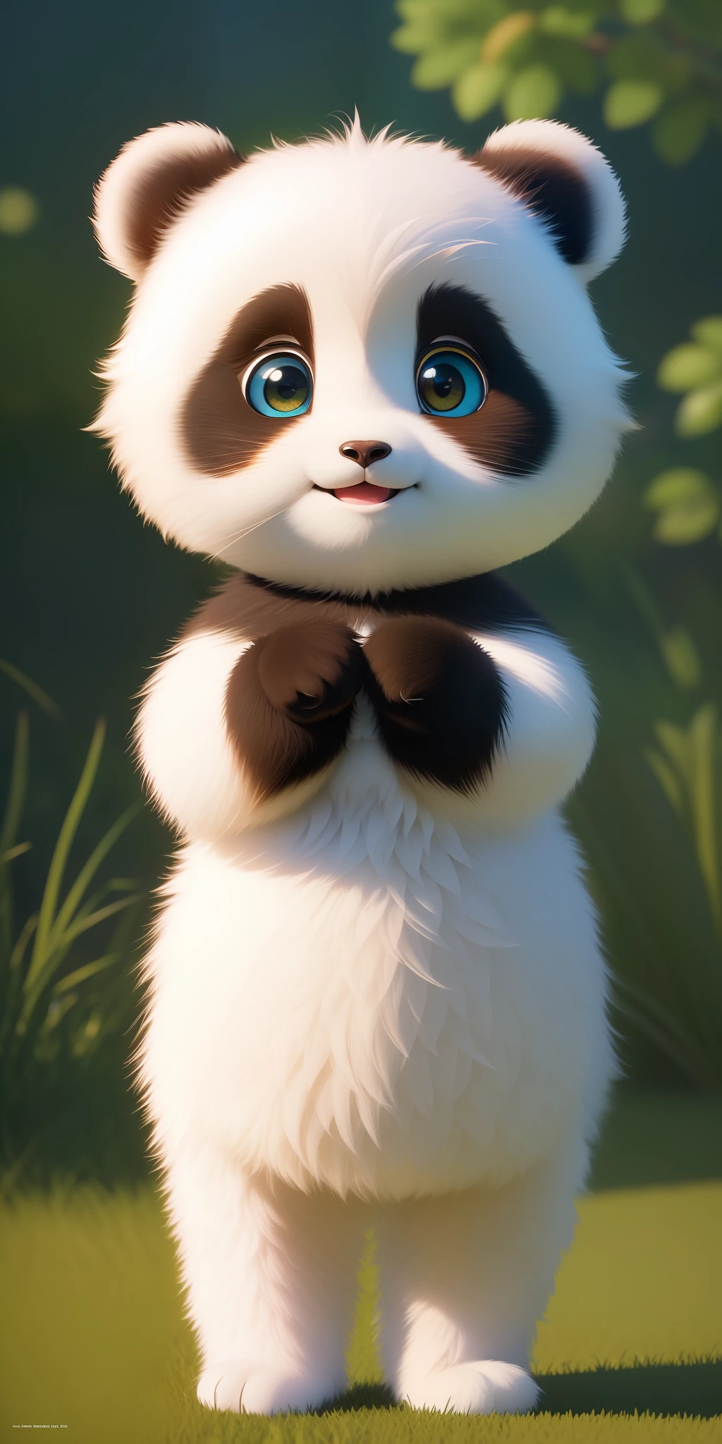 (masterpiece), (best quality), (ultra-detailed), (full body:1.2), Super cute, Baby, Pixar, Baby panda in pajamas, Big bright eyes, Fluffy, Smile, Delicate and fine, Fairy tales, Incredibly high detailed, Pixar style, Bright color palette, Natural light, Simple background with pure color, Octane render, Trending on Artstation, Gorgeous, Ultra wide angle, 8k, HD, Realistic