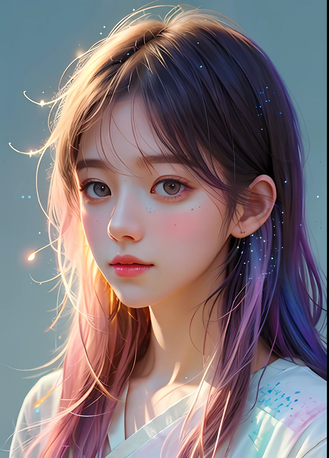 woman with agnes cecile, glowing design, pastel colors, ink drops, autumn lights