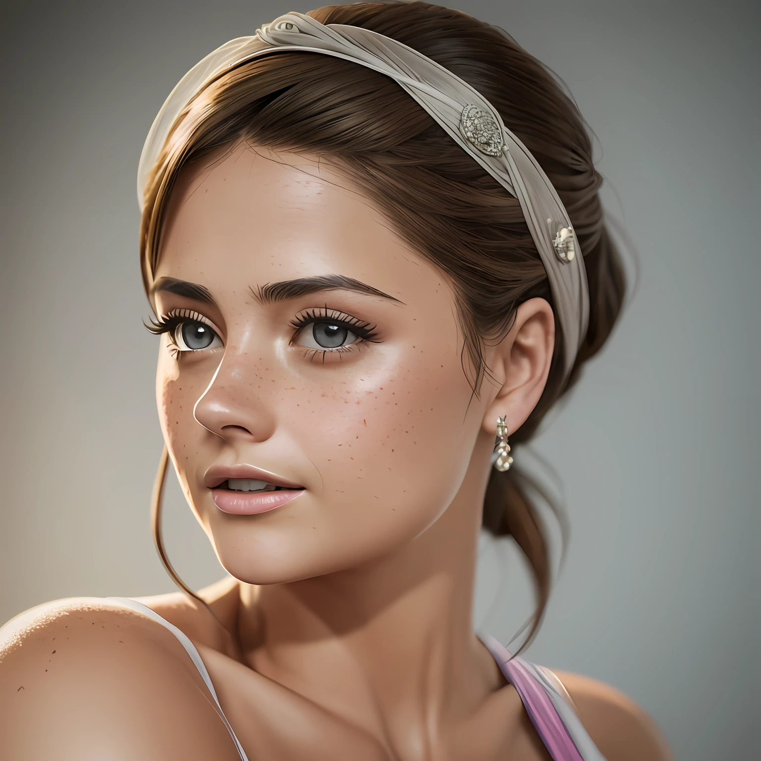 (Jenna Coleman: 1.8), (sensual evening dress: 1.2), (round breasts: 1.5), (focus on eyes and mouth: 1.3), (sensual gaze: 1.2), (many freckles: 1.1), (groin: 1.7), (groin: 1.5), (sweating: 1.3), collarbone, belly button, natural light, extremely detailed, 8yk, raw photo, high level of detail, (ray tracing), (masterpiece), (best quality), high resolution, (realistic: 1.4), physically based representation, ultra-realistic, full body --auto --s2
