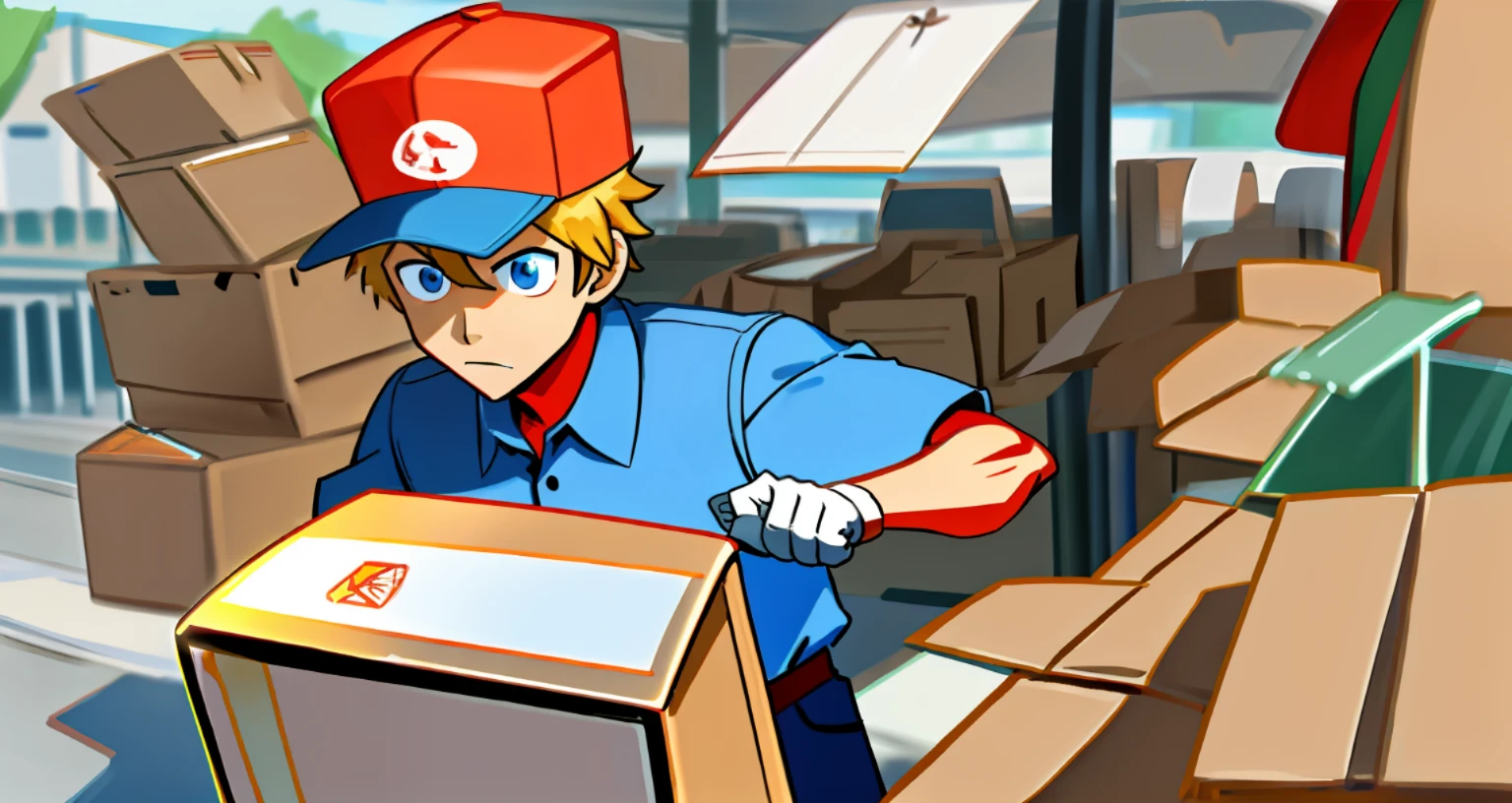 Mail driver man, complex details