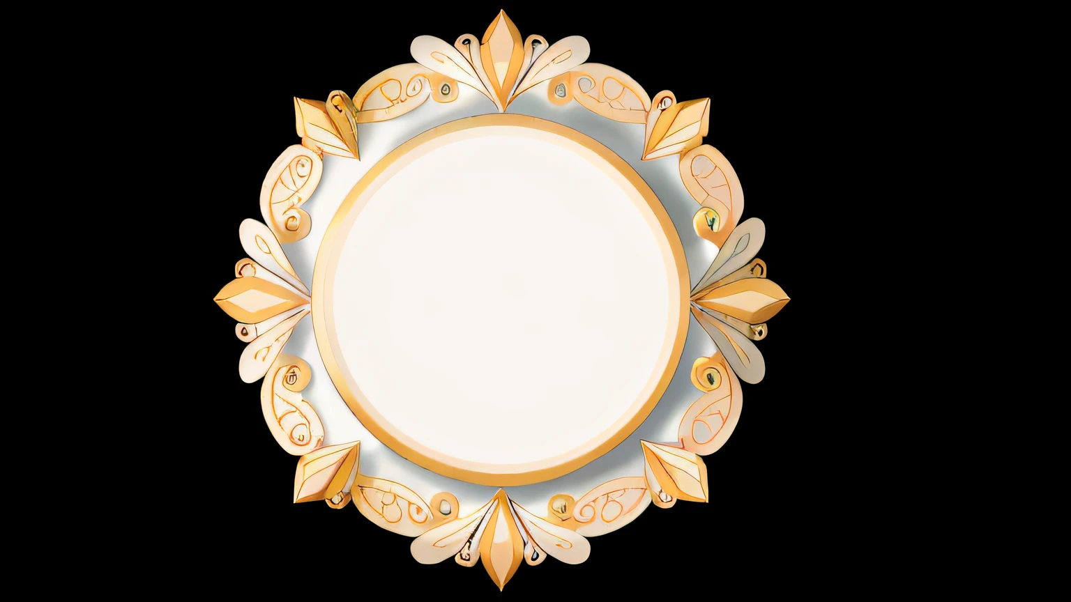full circle frame, symmetric, decorated, perfect symmetry,Realistic,Black background