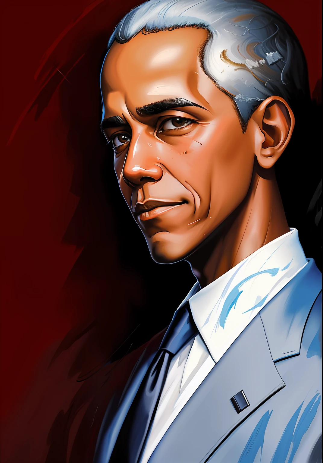 Barack Obama's high-quality epic art, oil painting, (rough brushstrokes:1.4)