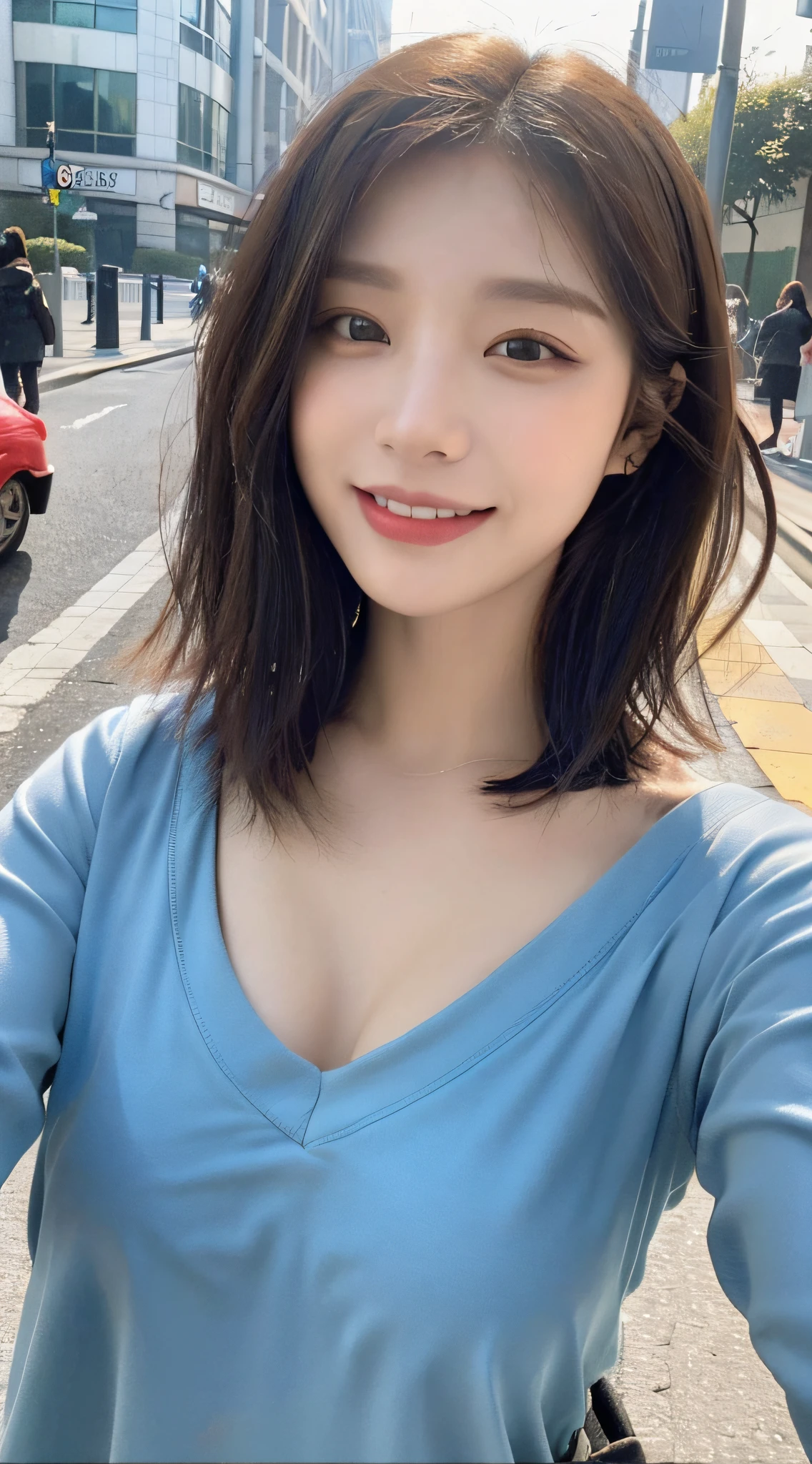 ((Best Quality, 8K, Masterpiece:1.3)), Focus: 1.2, Perfect Body Beauty: 1.4, Buttocks: 1.2, ((Layered Haircut, Breasts: 1.2)), (Wet Clothes: 1.1), (Rain, Street:1.3), Bandeau Dress: 1.1, Highly Detailed Face and Skin Texture, Fine Eyes, Double Eyelids, Whitening Skin, Long Hair, (Shut Up: 1.3), Smile