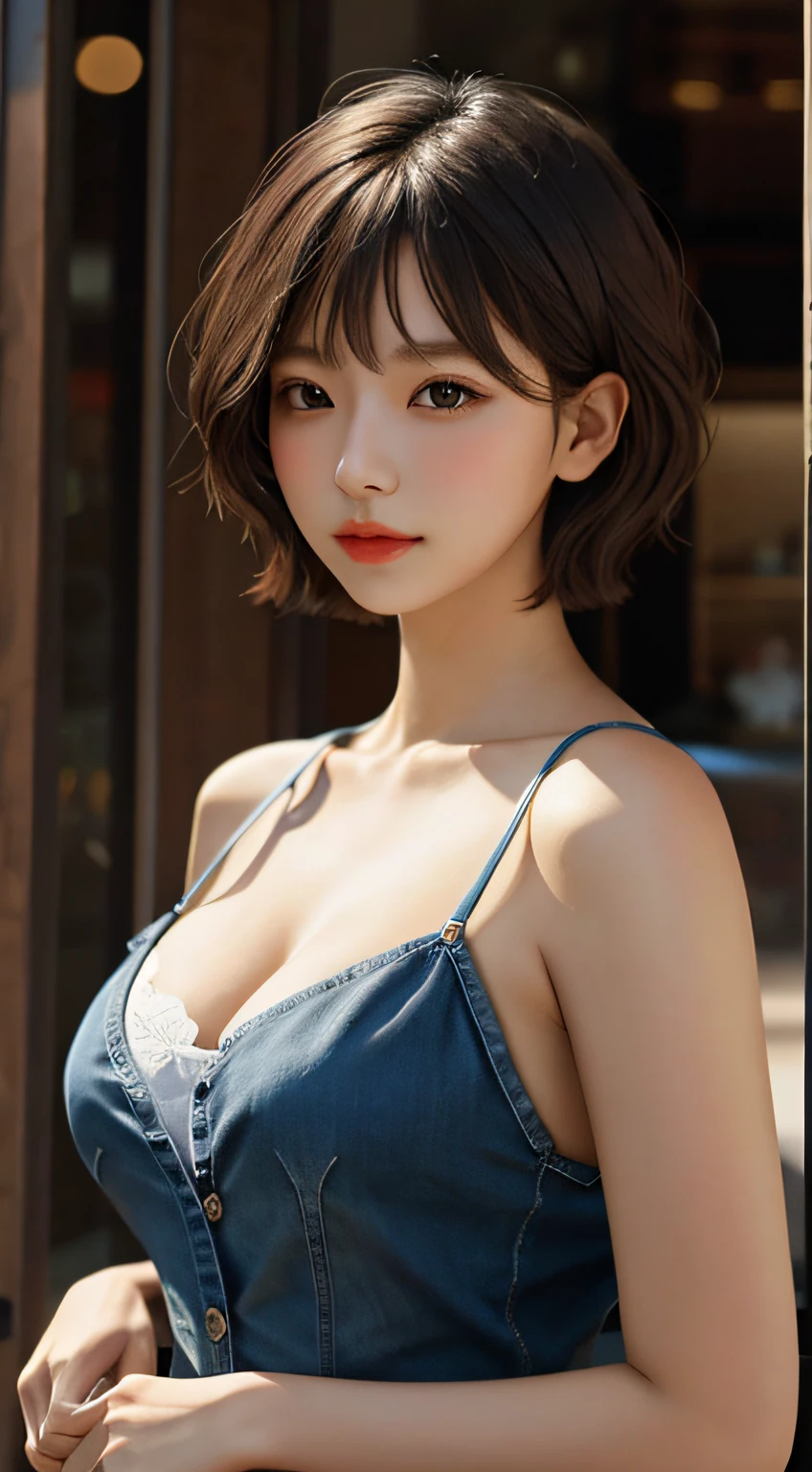 Girl, Single, Top Quality, Upper Body, Beautiful, Pretty, Radiant, Large Breasts, Short Hair, Masterpiece