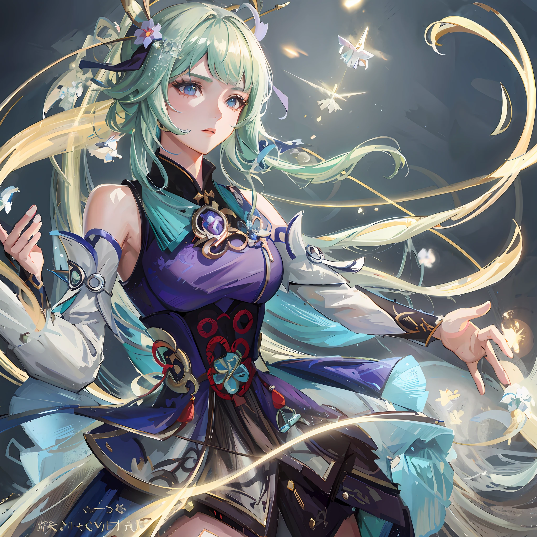 anime girl with long hair and blue dress holding a sword, portrait knights of zodiac girl, keqing from genshin impact, beautiful young wind spirit, anime fantasy artwork, extremely detailed artgerm, anime fantasy illustration, zhongli from genshin impact, detailed digital anime art, 2. 5 d cgi anime fantasy artwork, highly detailed exquisite fanart